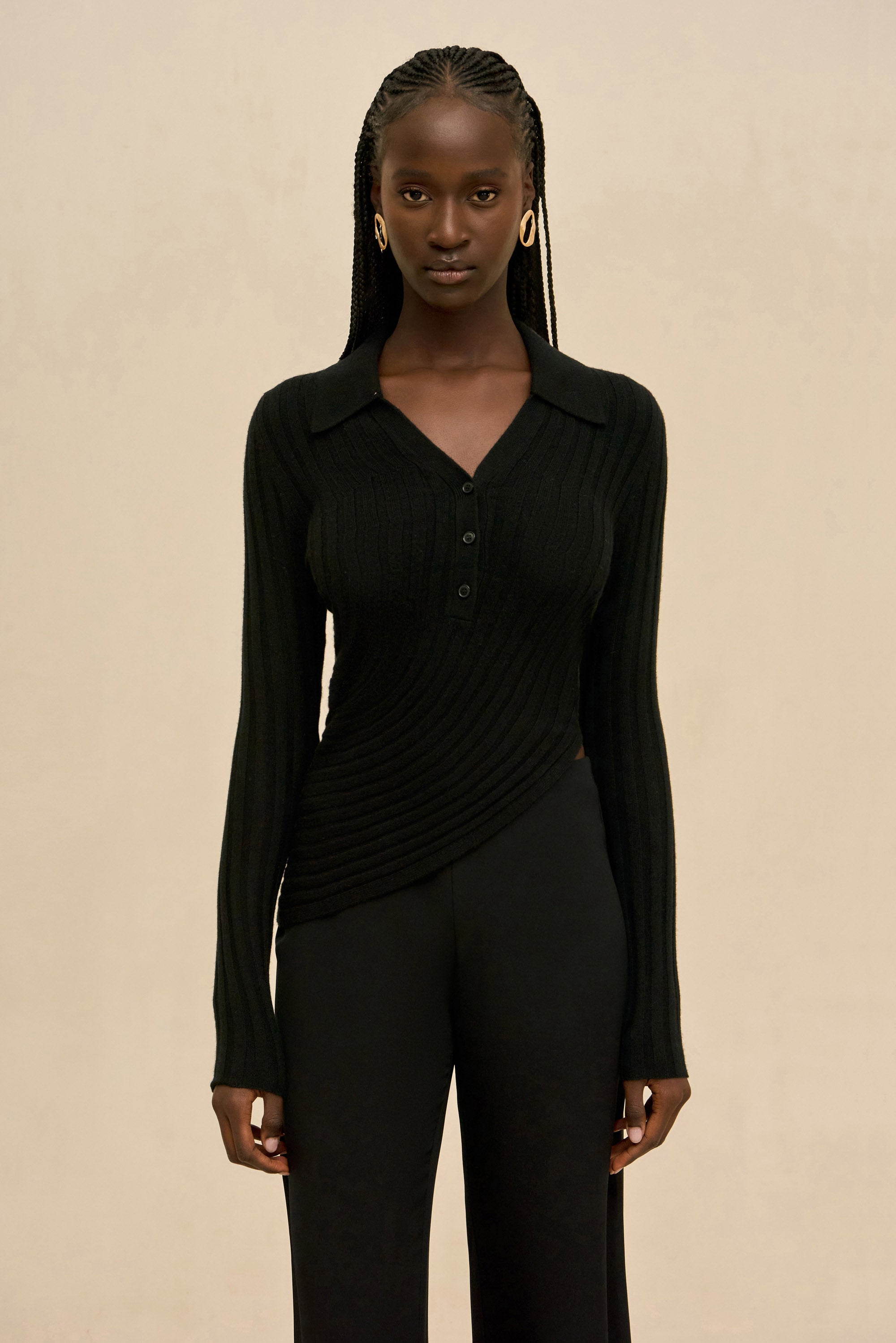 MATTEA KNIT TOP - BLACK