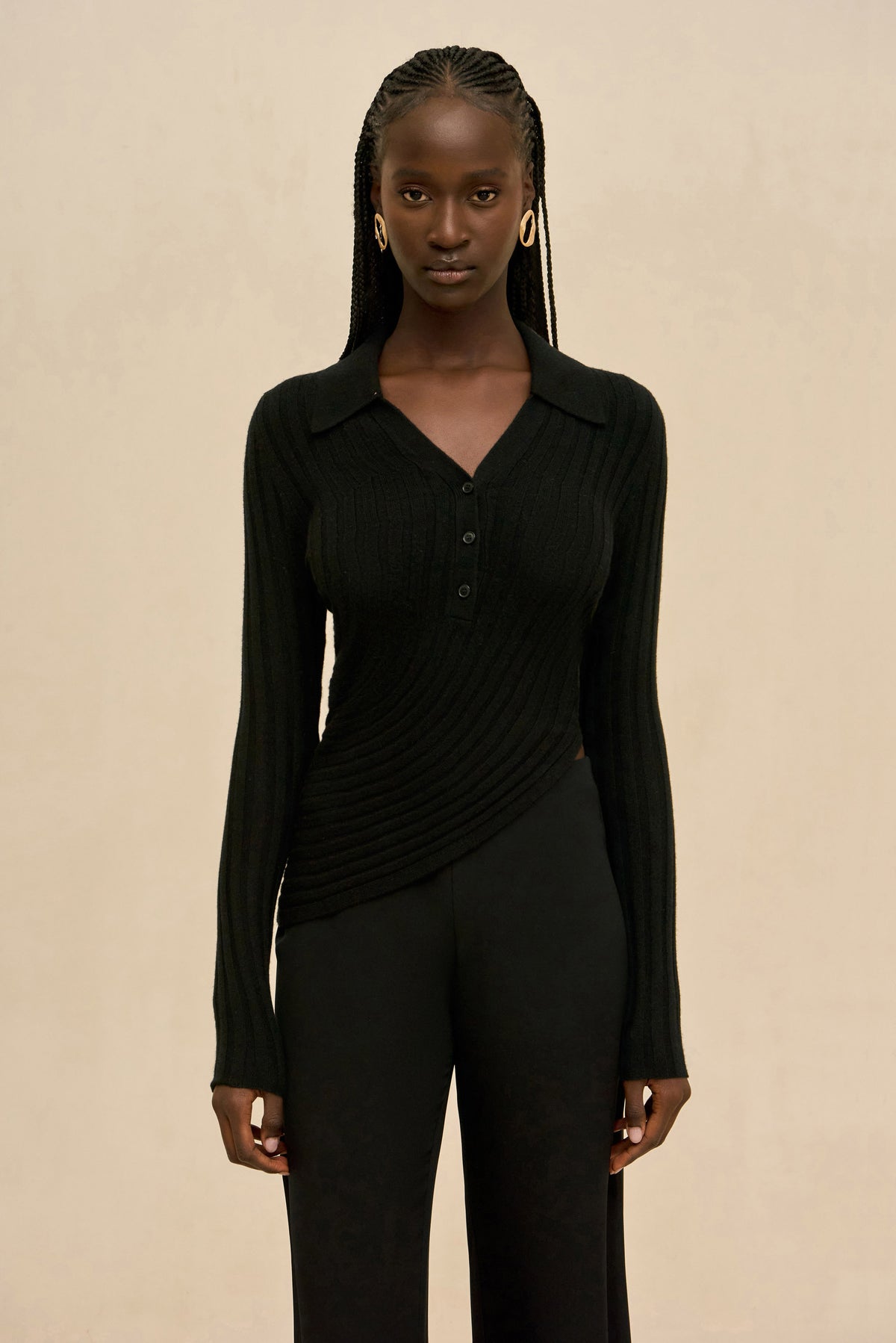 MATTEA KNIT TOP - BLACK