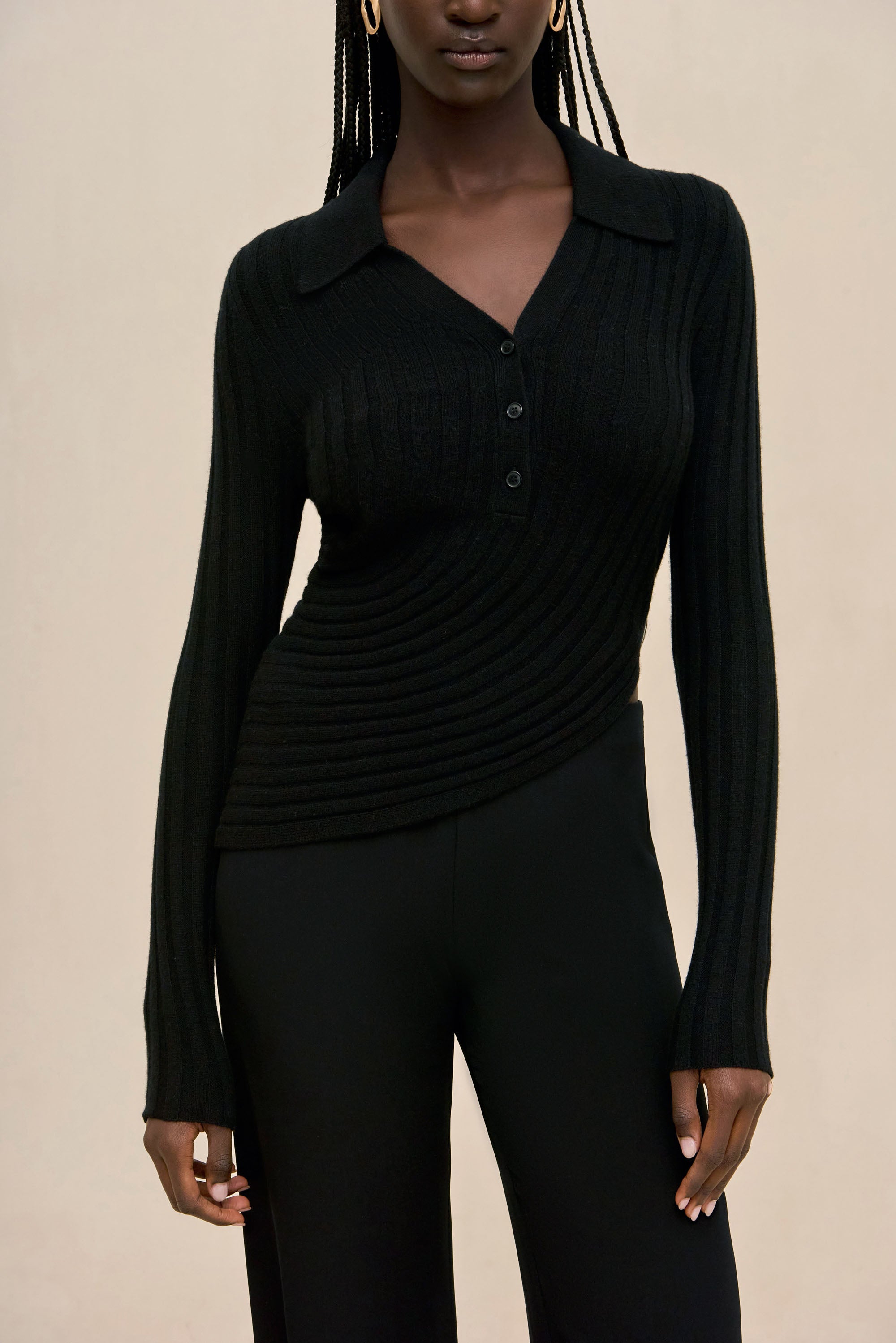 MATTEA KNIT TOP - BLACK