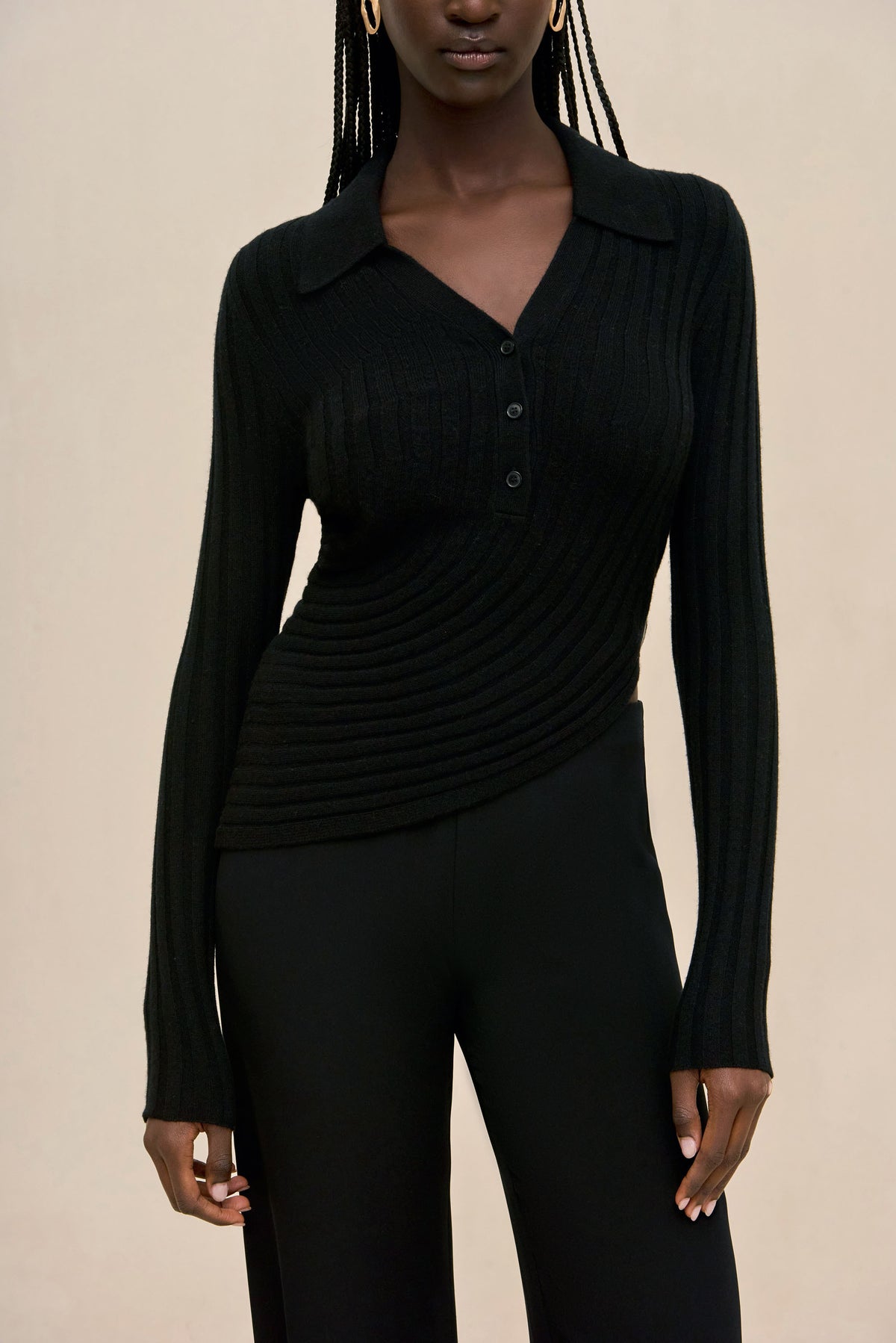 MATTEA KNIT TOP - BLACK