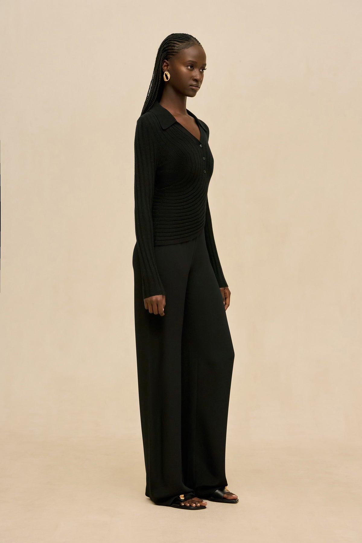 MATTEA KNIT TOP - BLACK