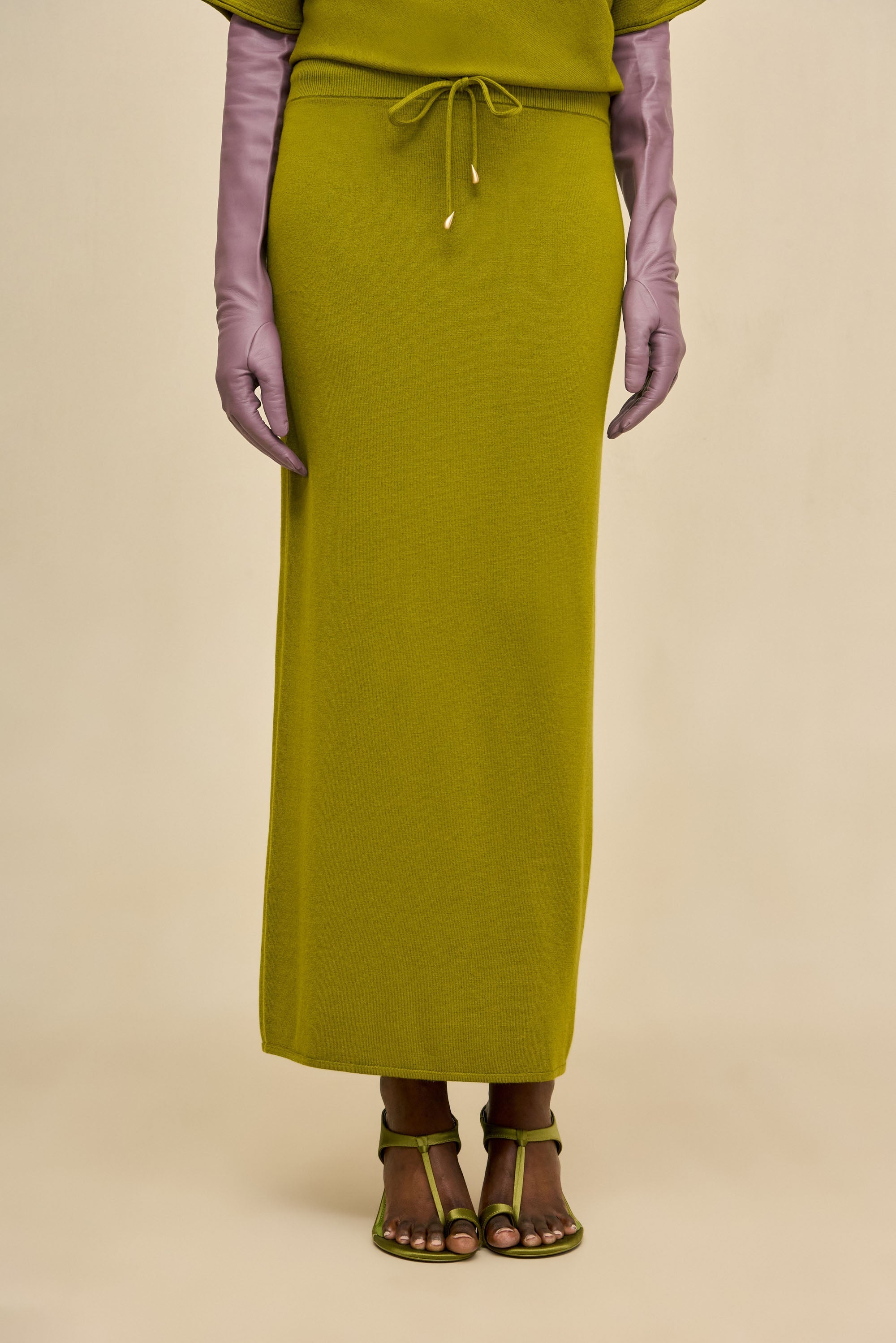 NADINE KNIT SKIRT - CHIVE