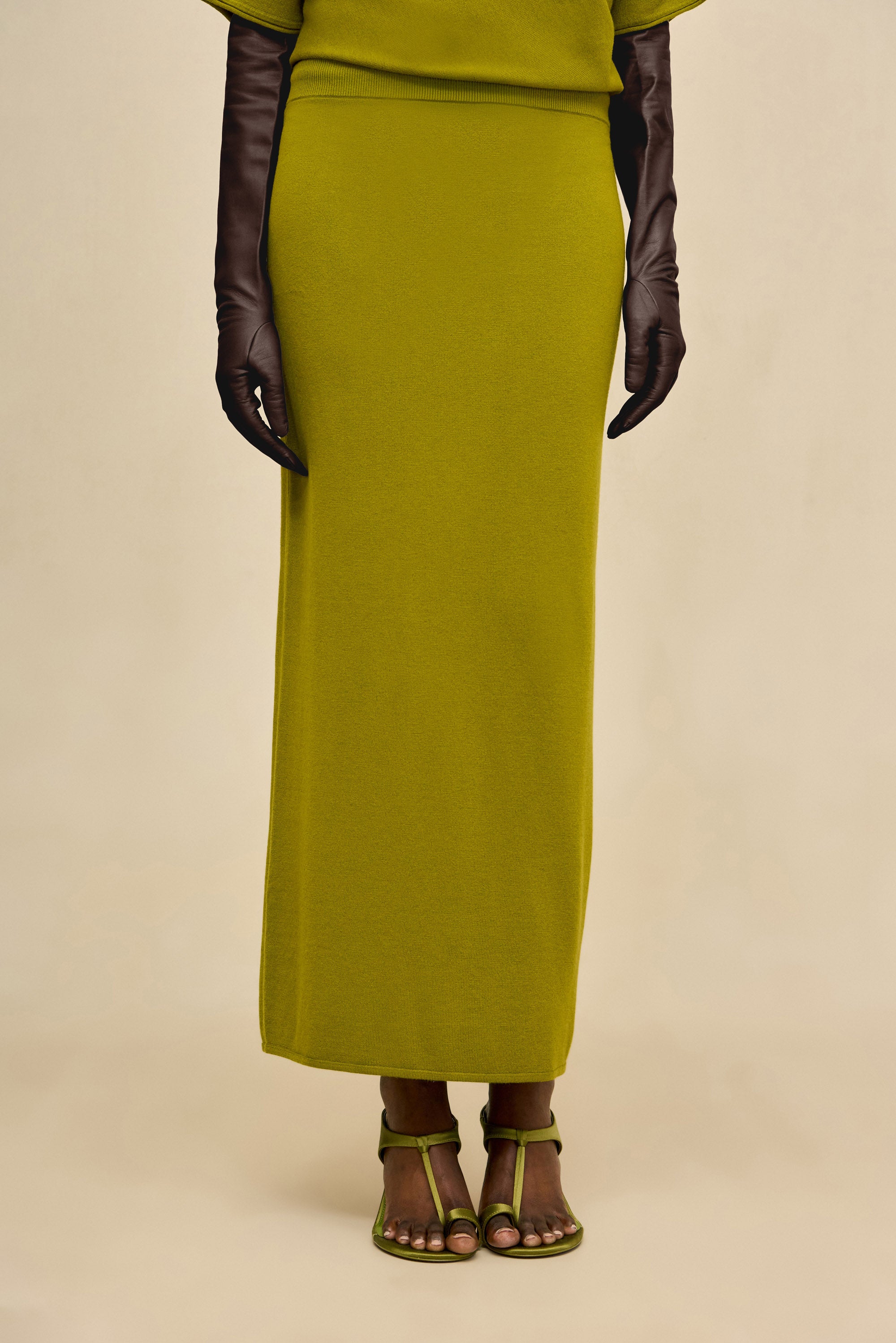 NADINE KNIT SKIRT - CHIVE