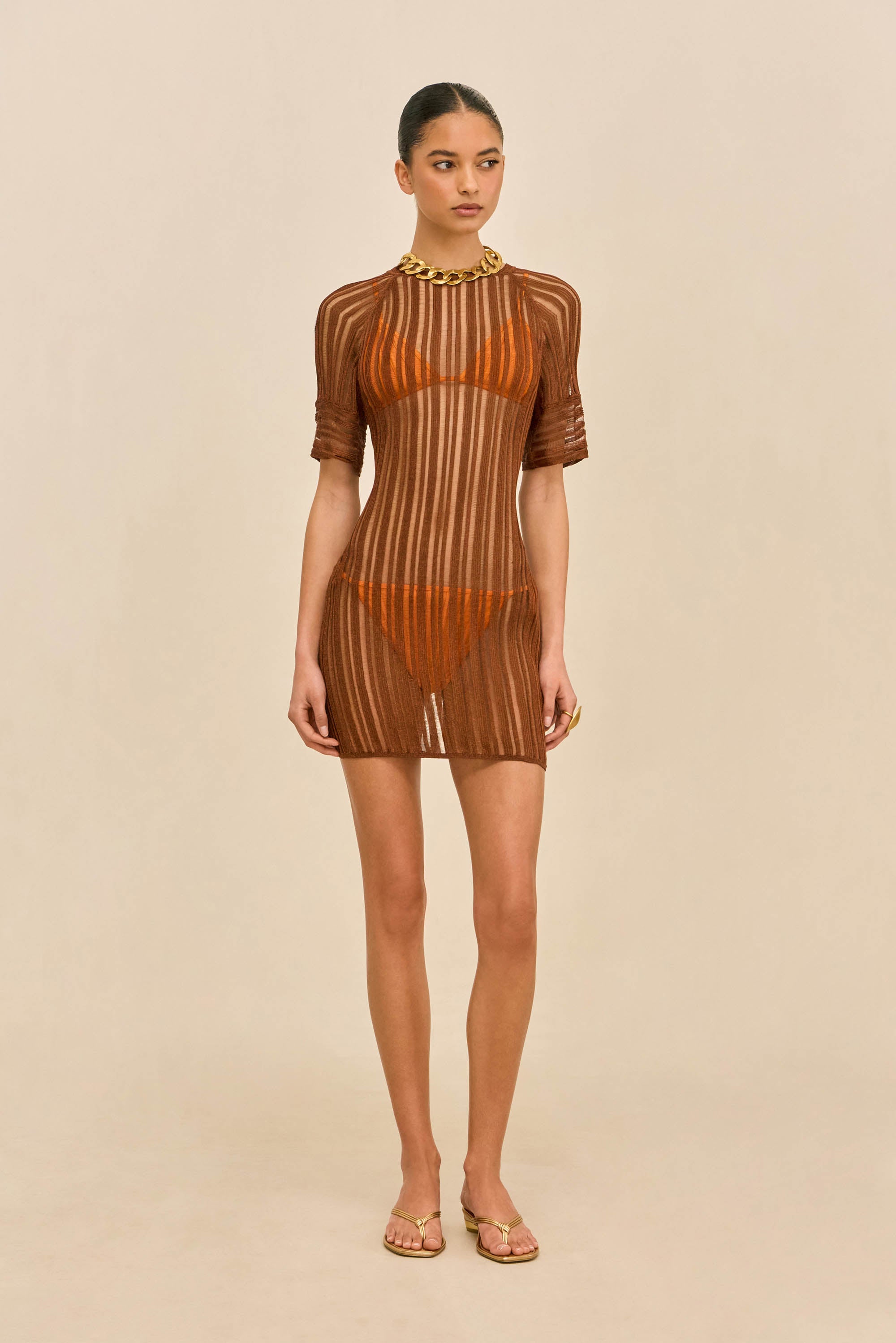 Cult Gaia - Ruru Knit Coverup Dress - Saddle Cult Gaia - Ruru Knit Coverup Dress - Saddle