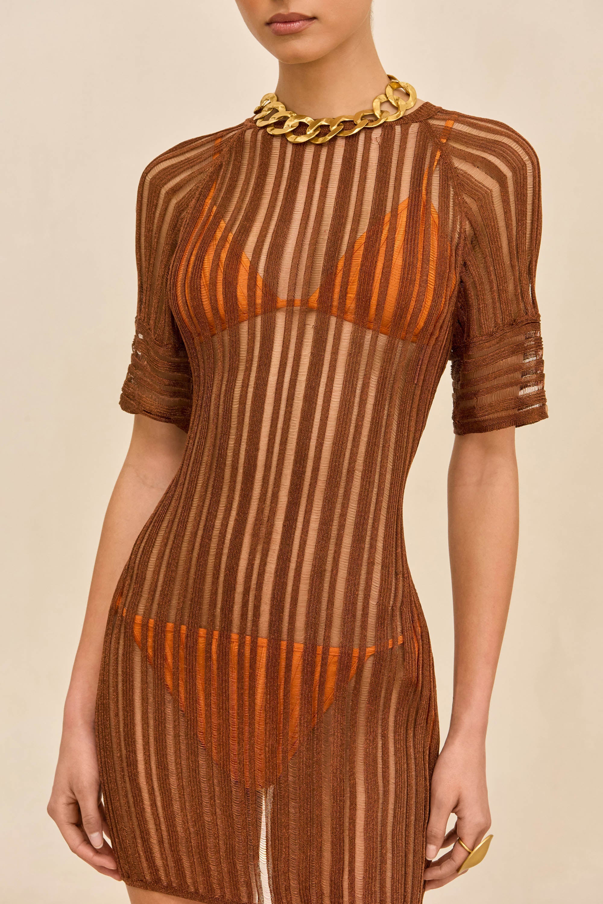 Cult Gaia - Ruru Knit Coverup Dress - Saddle Cult Gaia - Ruru Knit Coverup Dress - Saddle