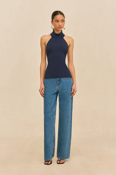 WAKE KNIT TOP - DEEP LAKE | WAKE KNIT TOP - DEEP LAKE | Secondary image