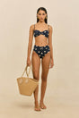 ALOUETTE BIKINI BOTTOM - SMALL DOT DEEP LAKE