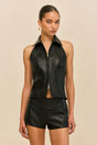 JILL TOP - BLACK LEATHER