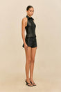 JILL TOP - BLACK LEATHER