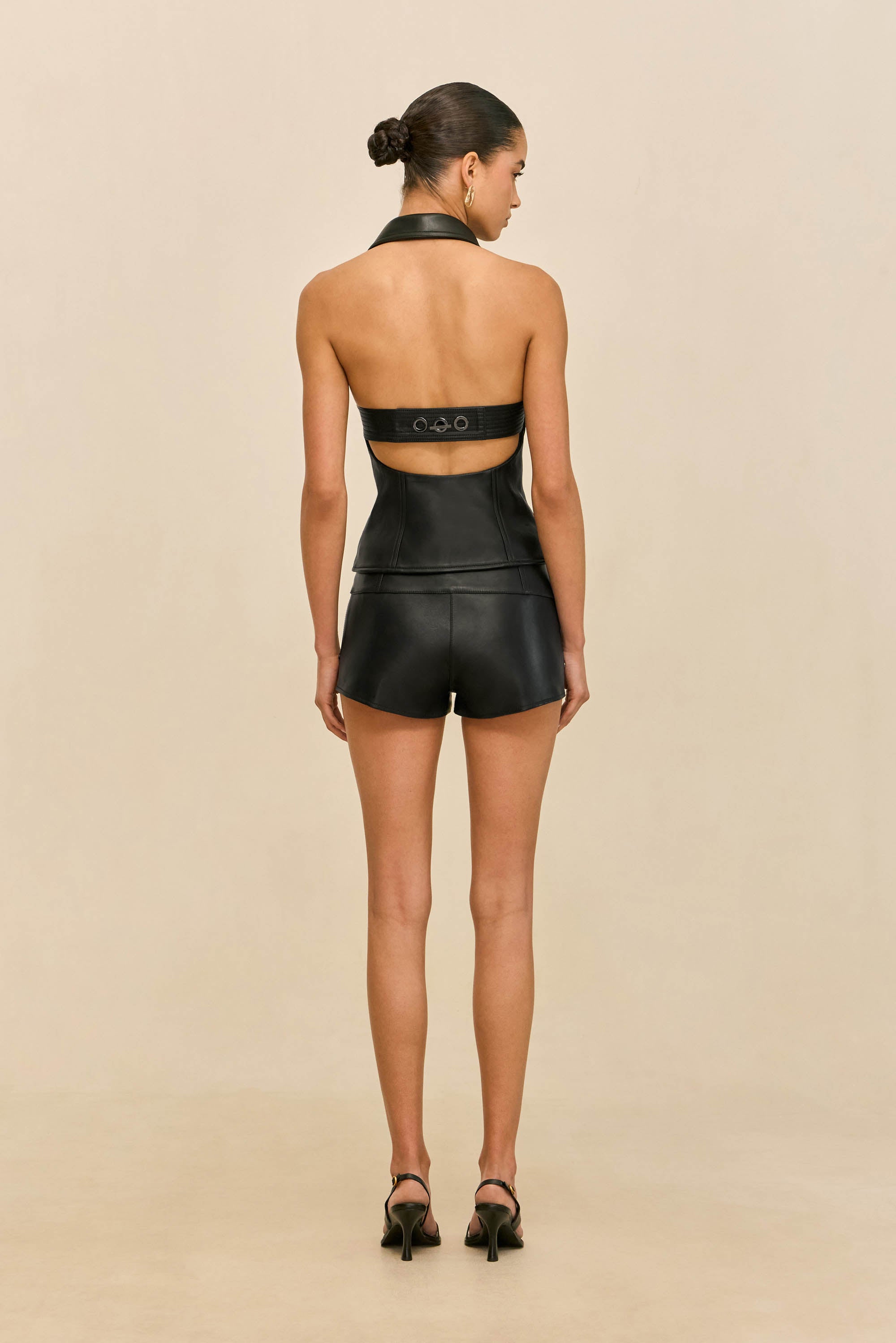 JILL TOP - BLACK LEATHER