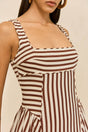 CARLA DRESS - SMALL SADDLE STRIPE
