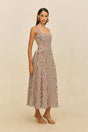 CARLA DRESS - SMALL SADDLE STRIPE