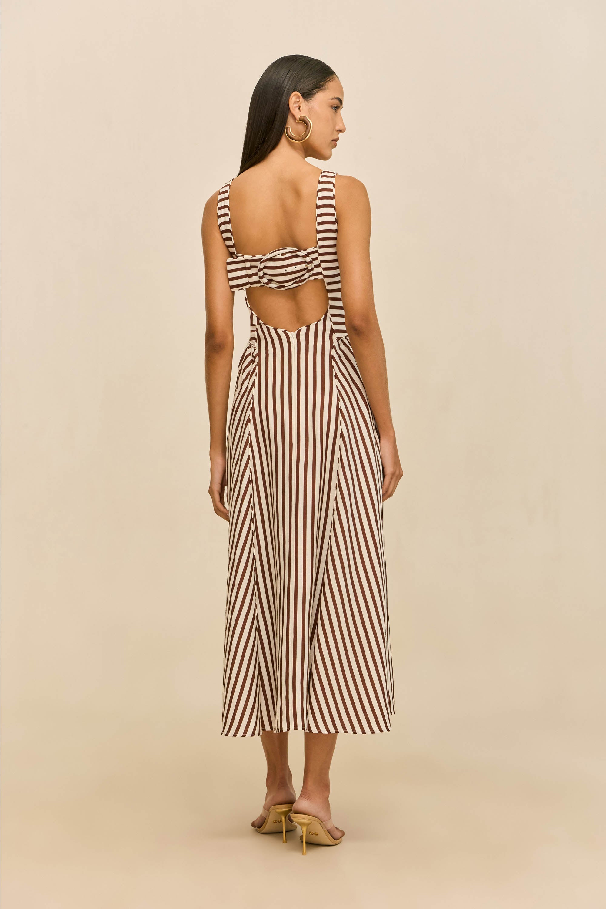 CARLA DRESS - SMALL SADDLE STRIPE