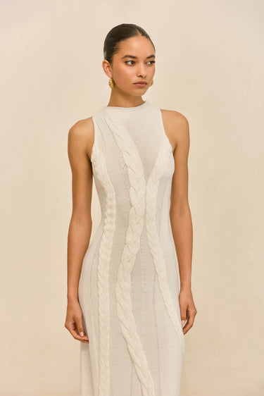 MOLLIE KNIT DRESS - OFF WHITE | MOLLIE KNIT DRESS - OFF WHITE | Secondary image