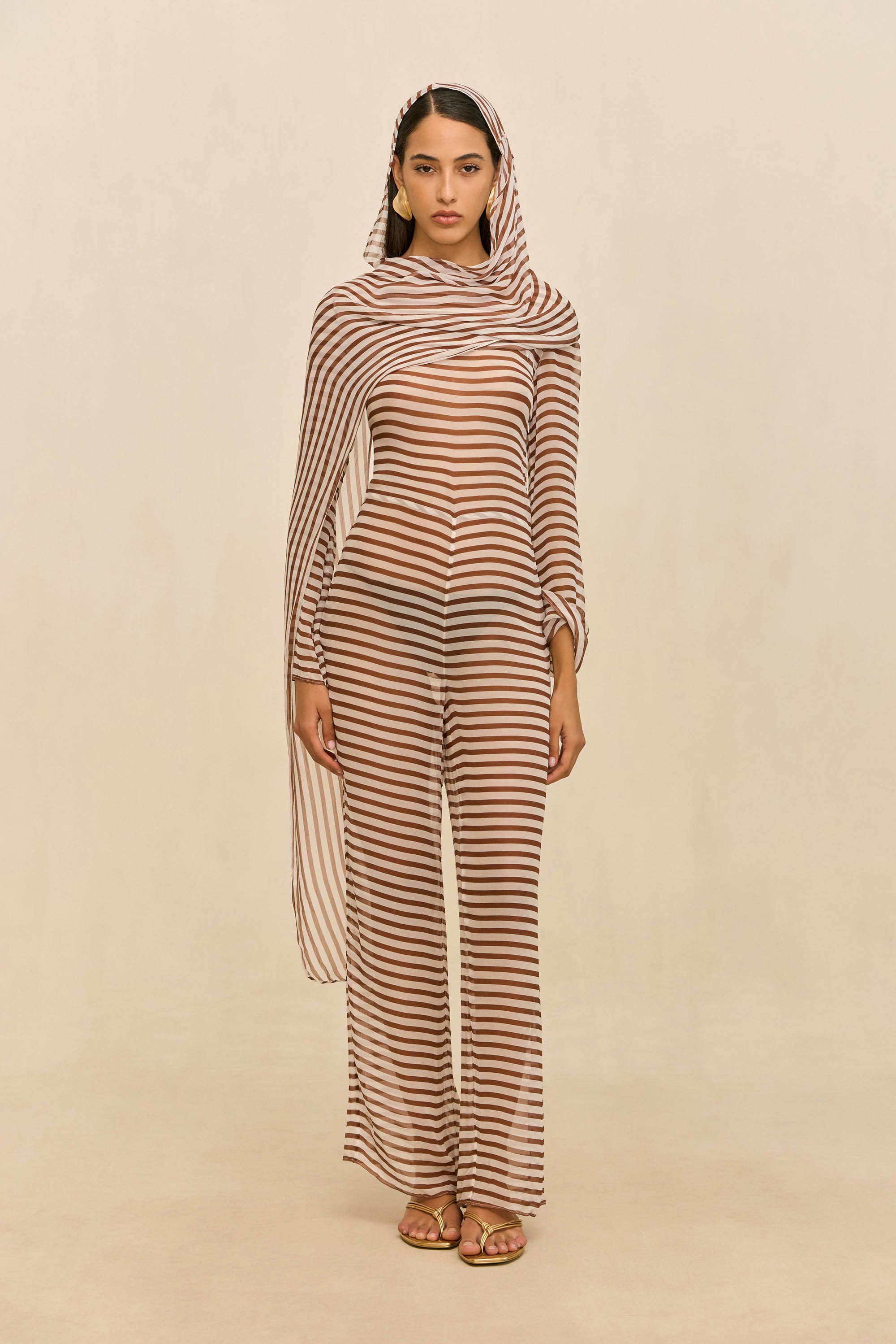 LAKELYN COVERUP JUMPSUIT - SMALL SADDLE STRIPE
