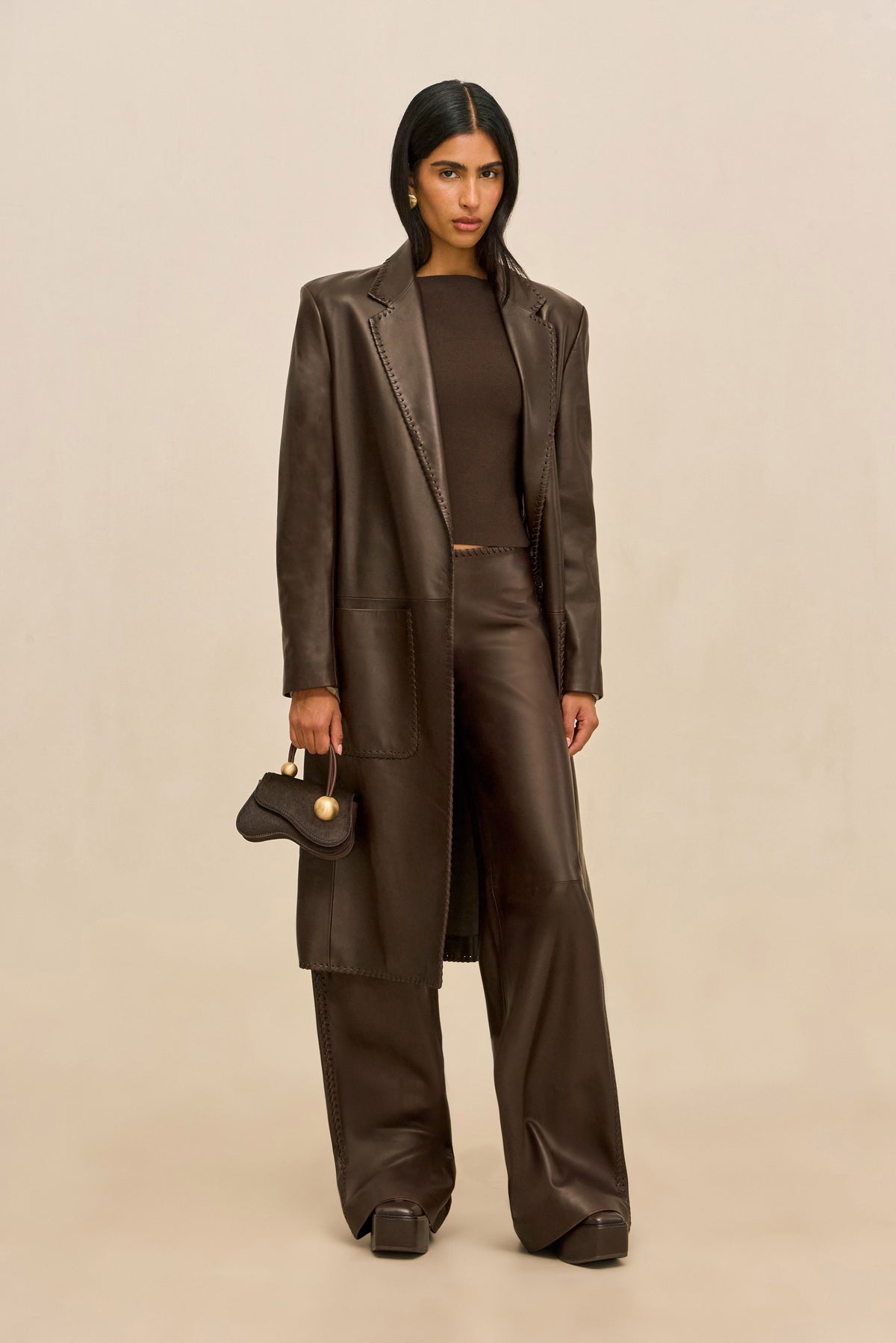 RHENEA LEATHER PANT - WREN