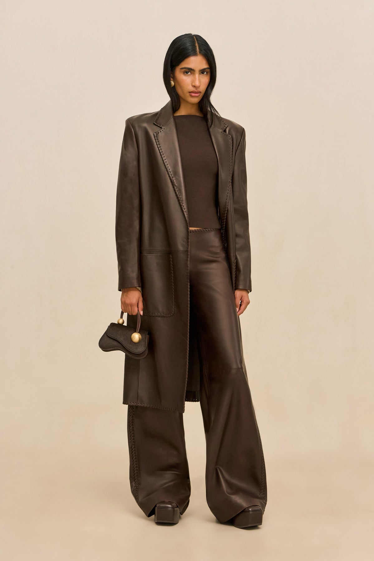 RHENEA LEATHER PANT - WREN