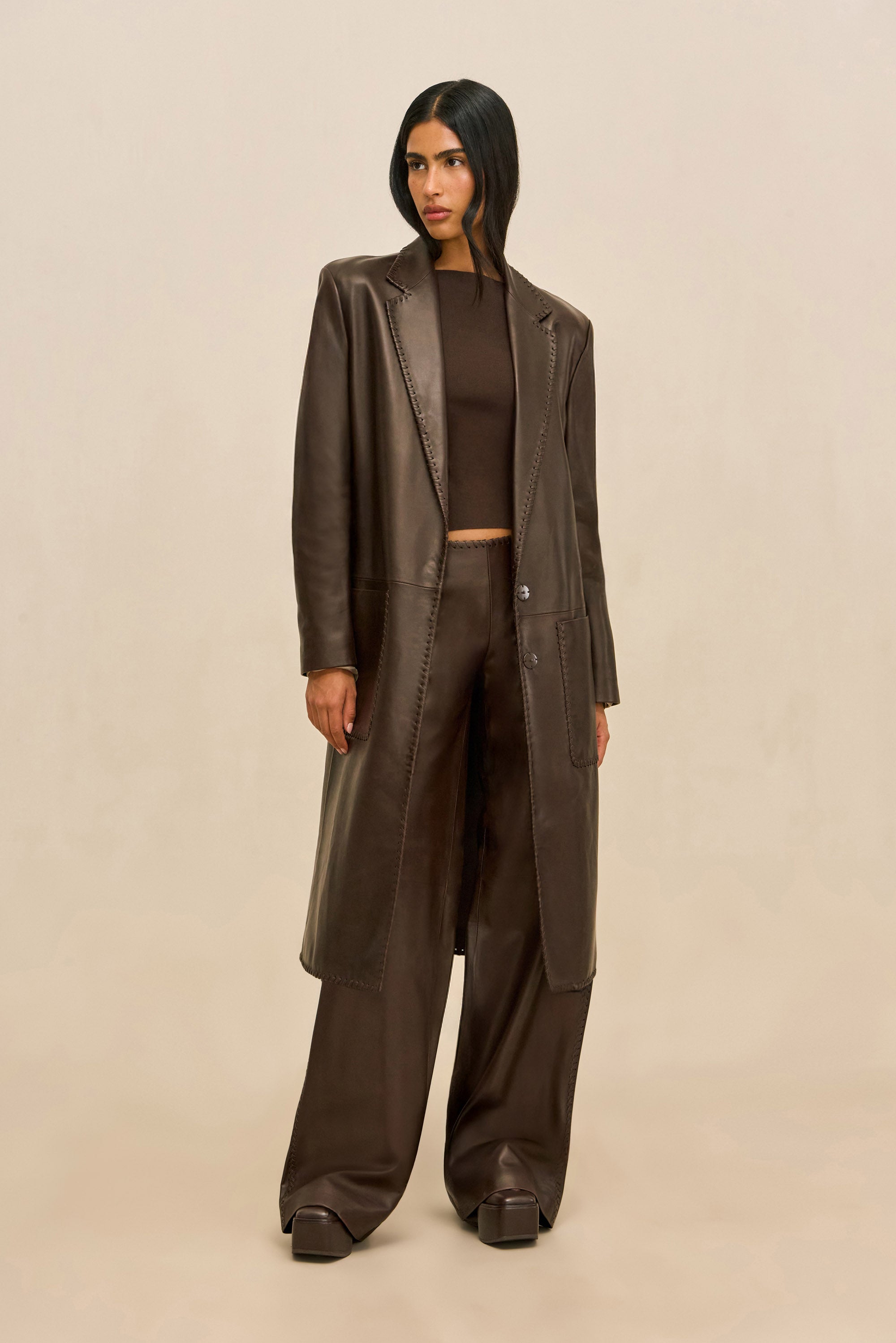 ELI LEATHER COAT - WREN