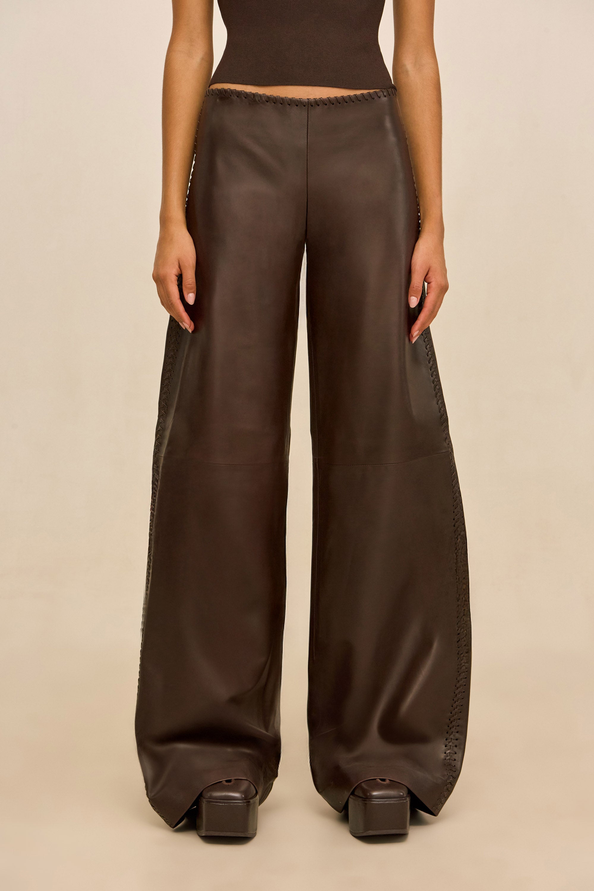 RHENEA LEATHER PANT - WREN