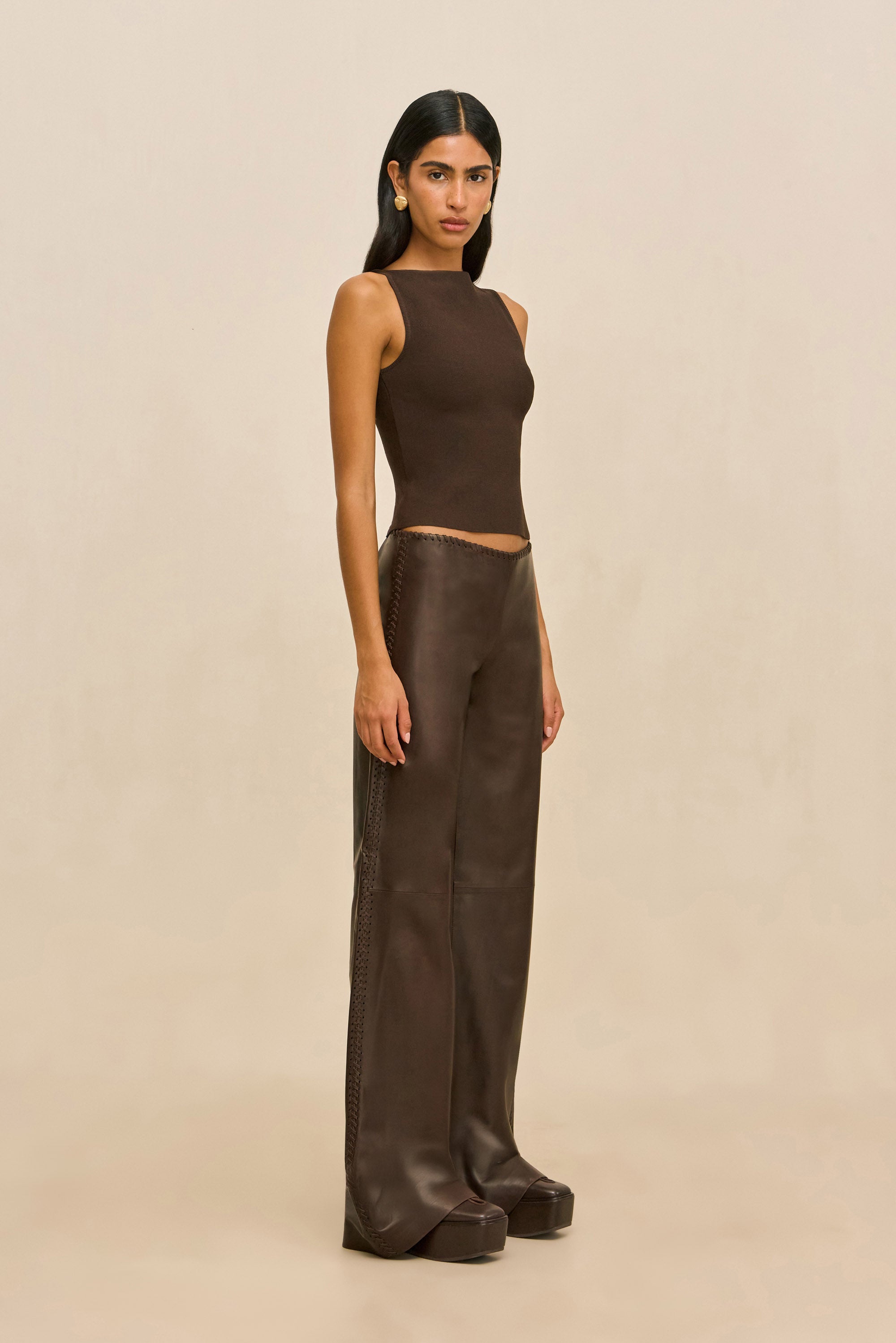 RHENEA LEATHER PANT - WREN