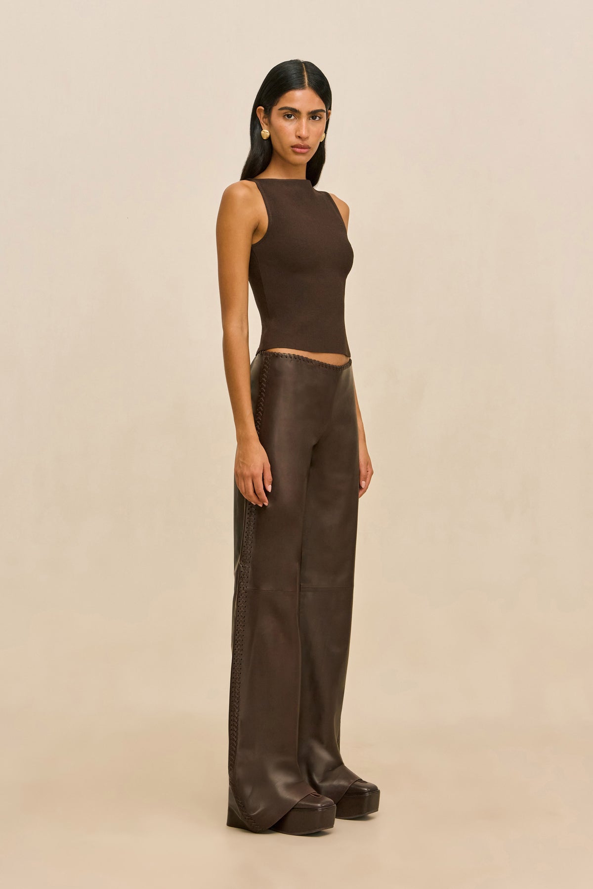 RHENEA LEATHER PANT - WREN