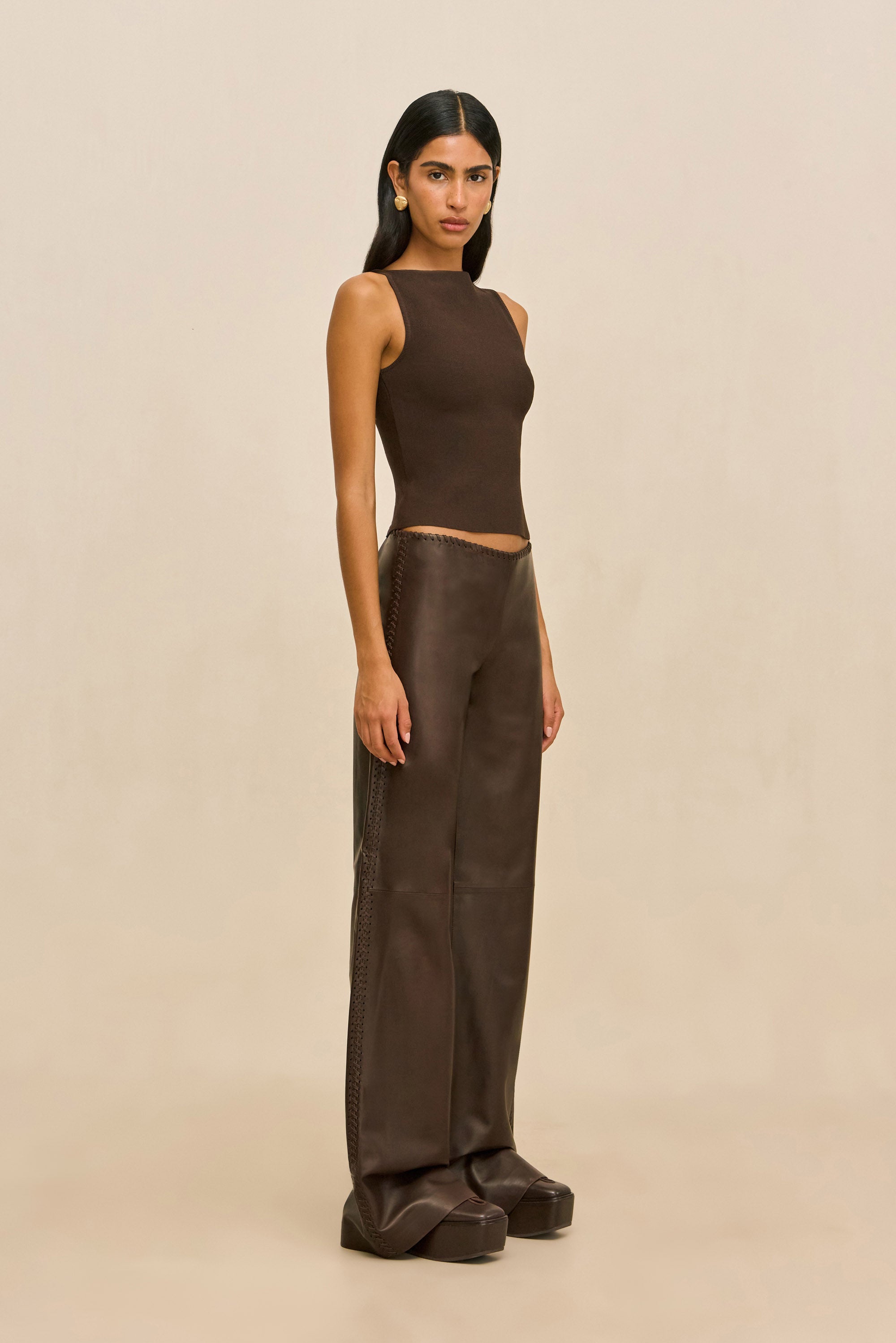 RHENEA LEATHER PANT - WREN