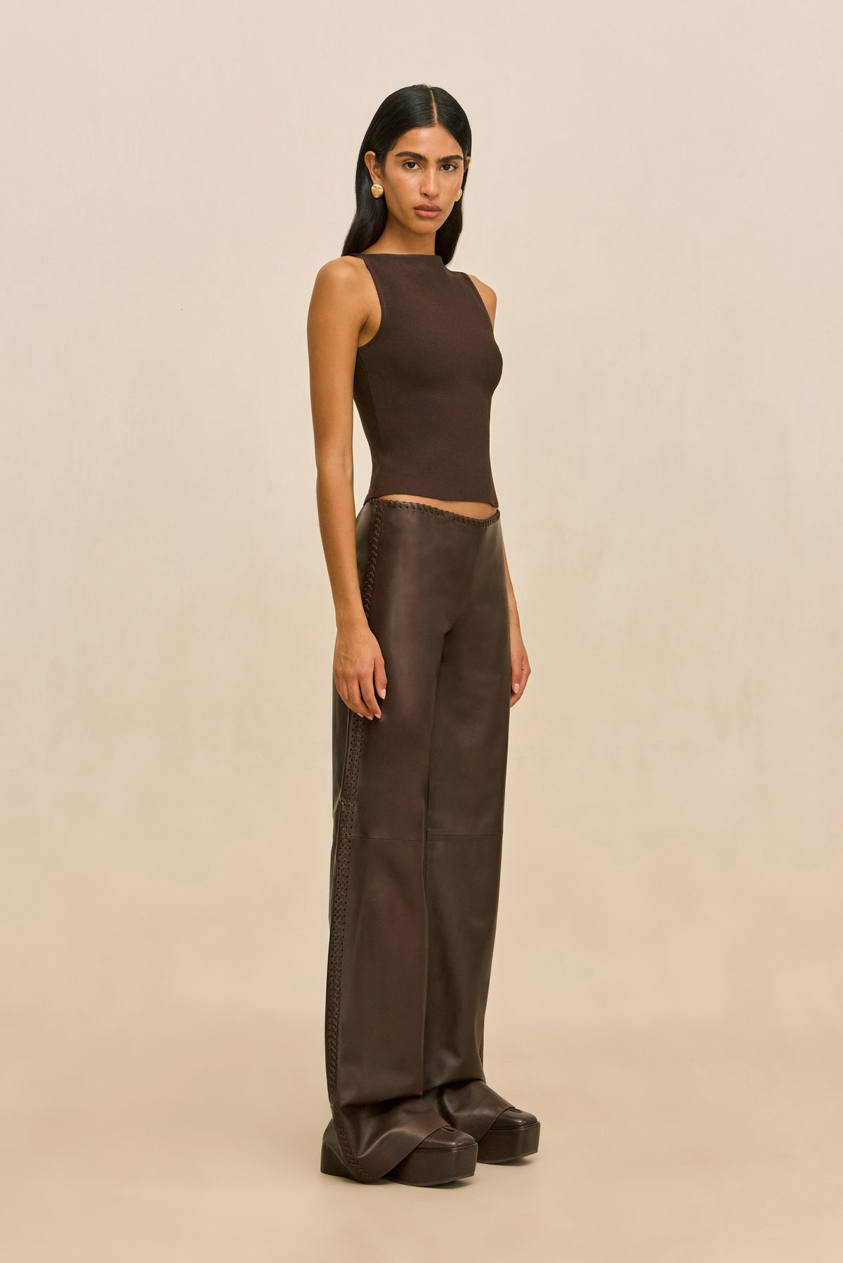 RHENEA LEATHER PANT - WREN