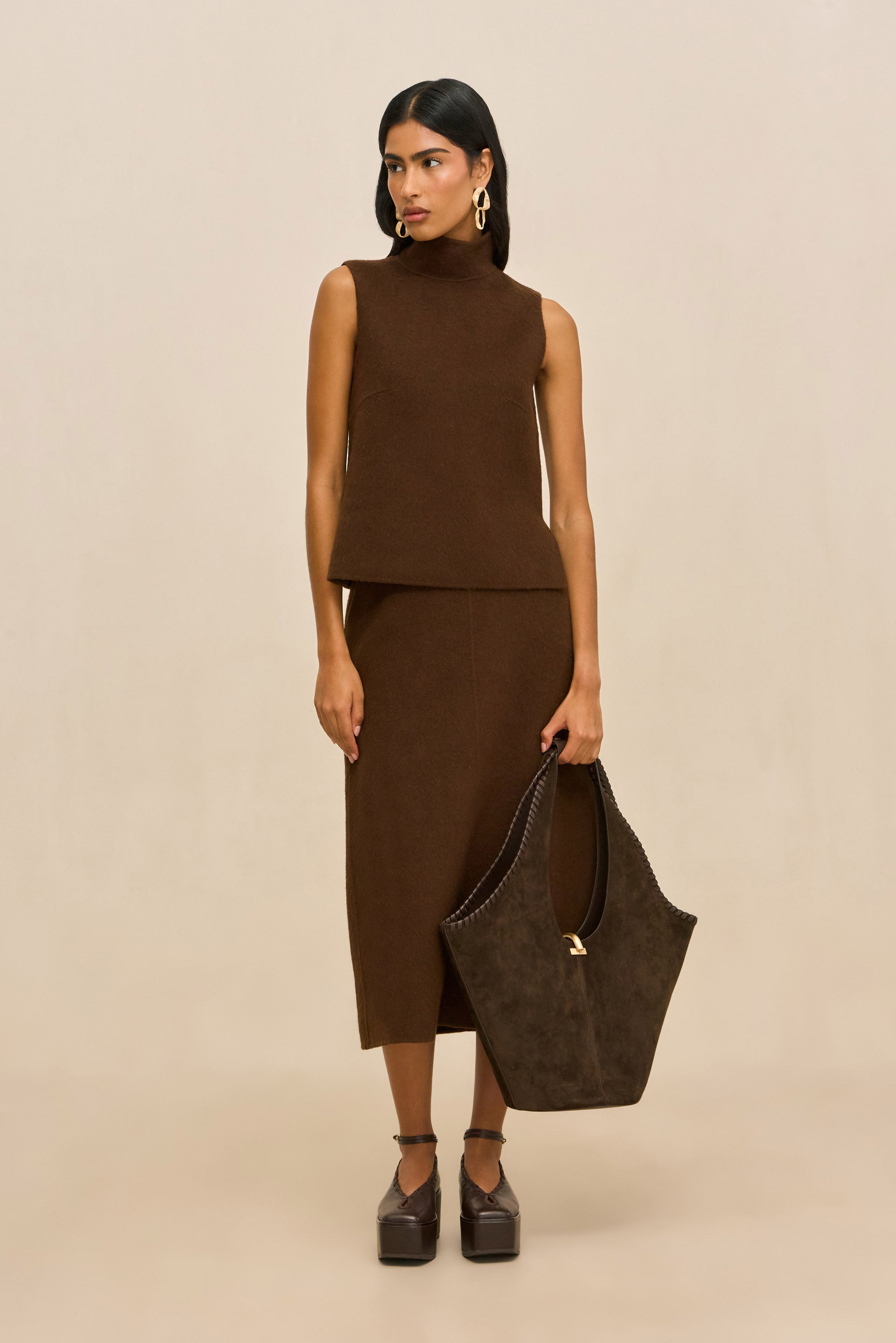SUE TOP - DARK BROWN