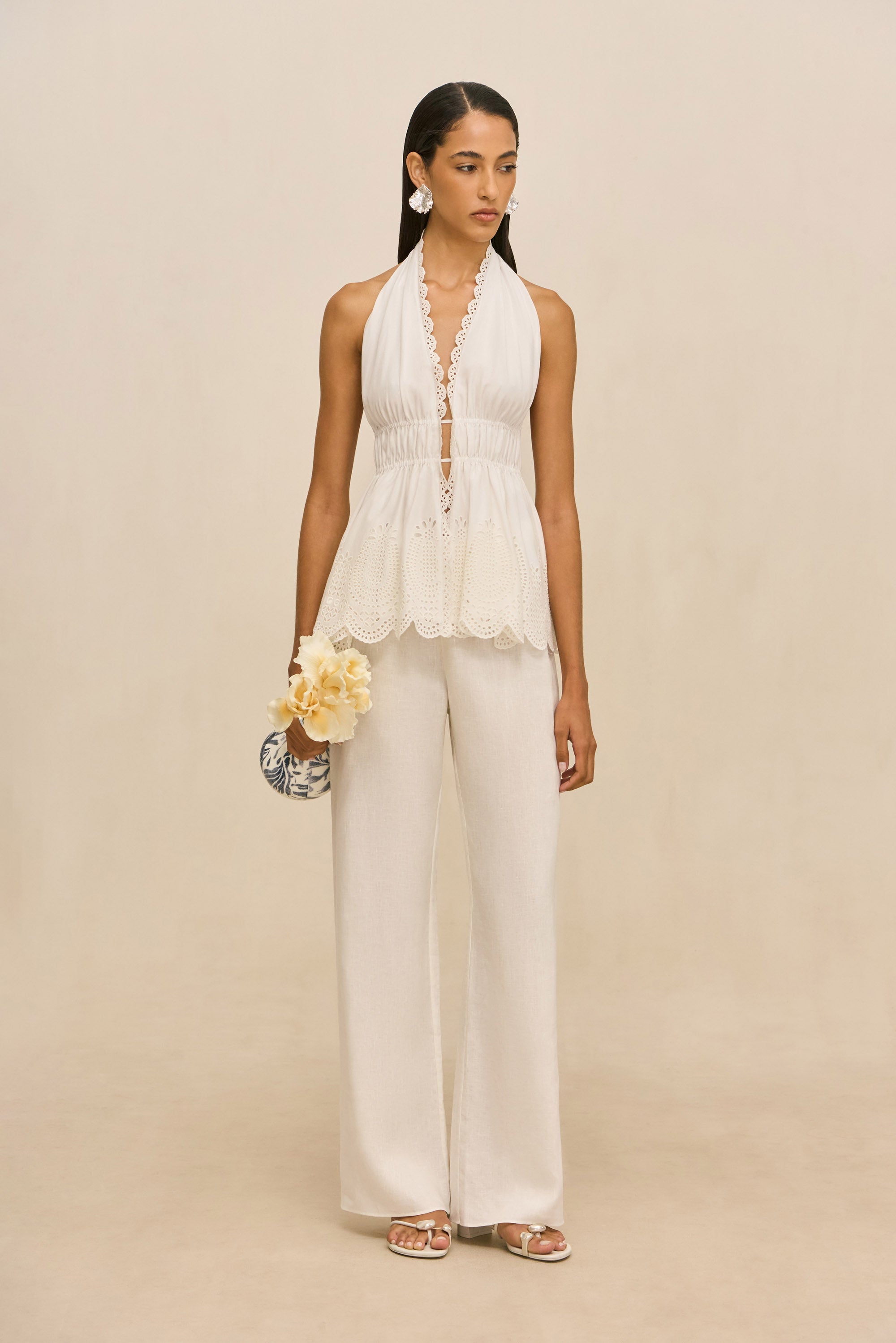 SARA PANT - OFF WHITE LINEN