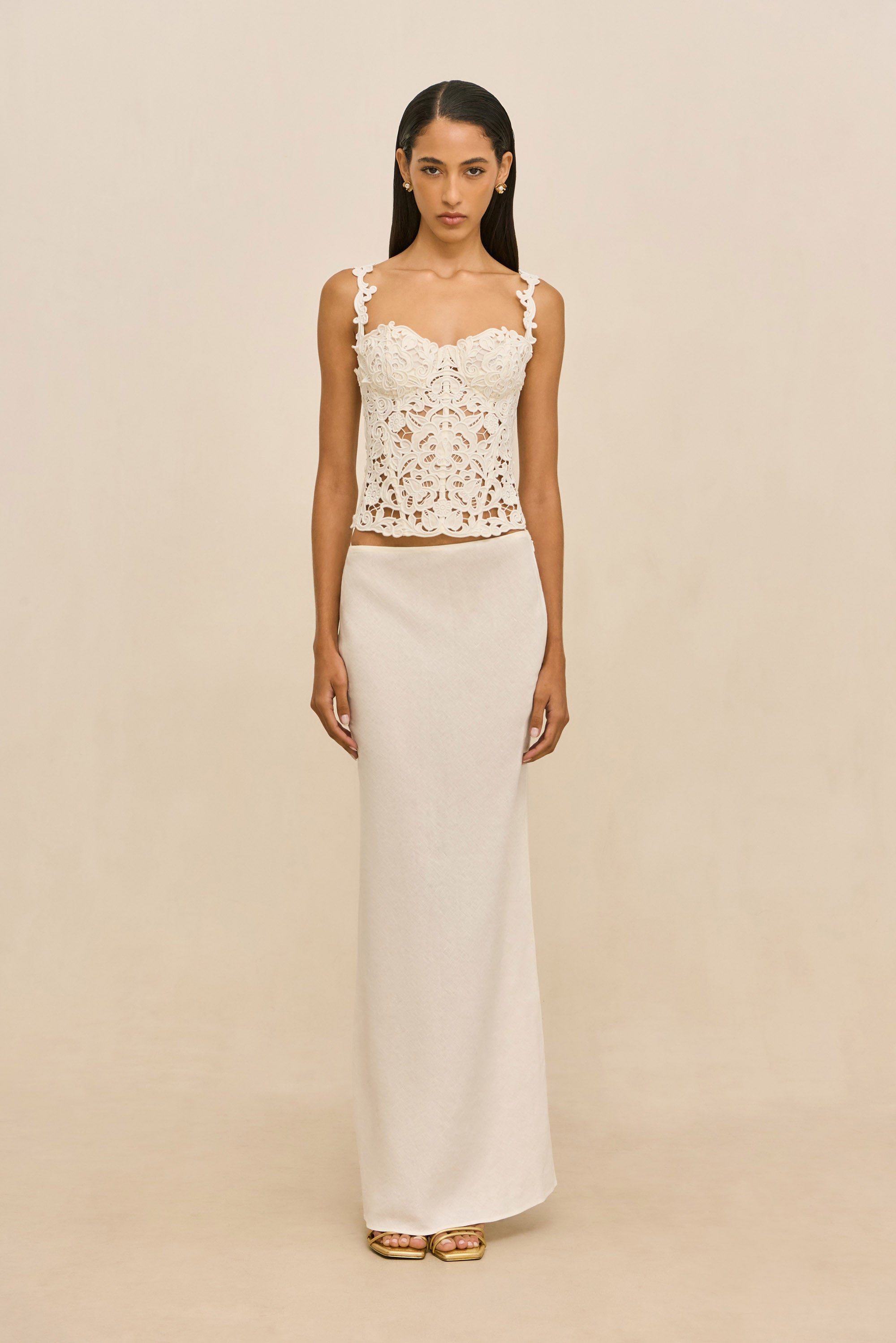 CHANTEL SKIRT - OFF WHITE LINEN