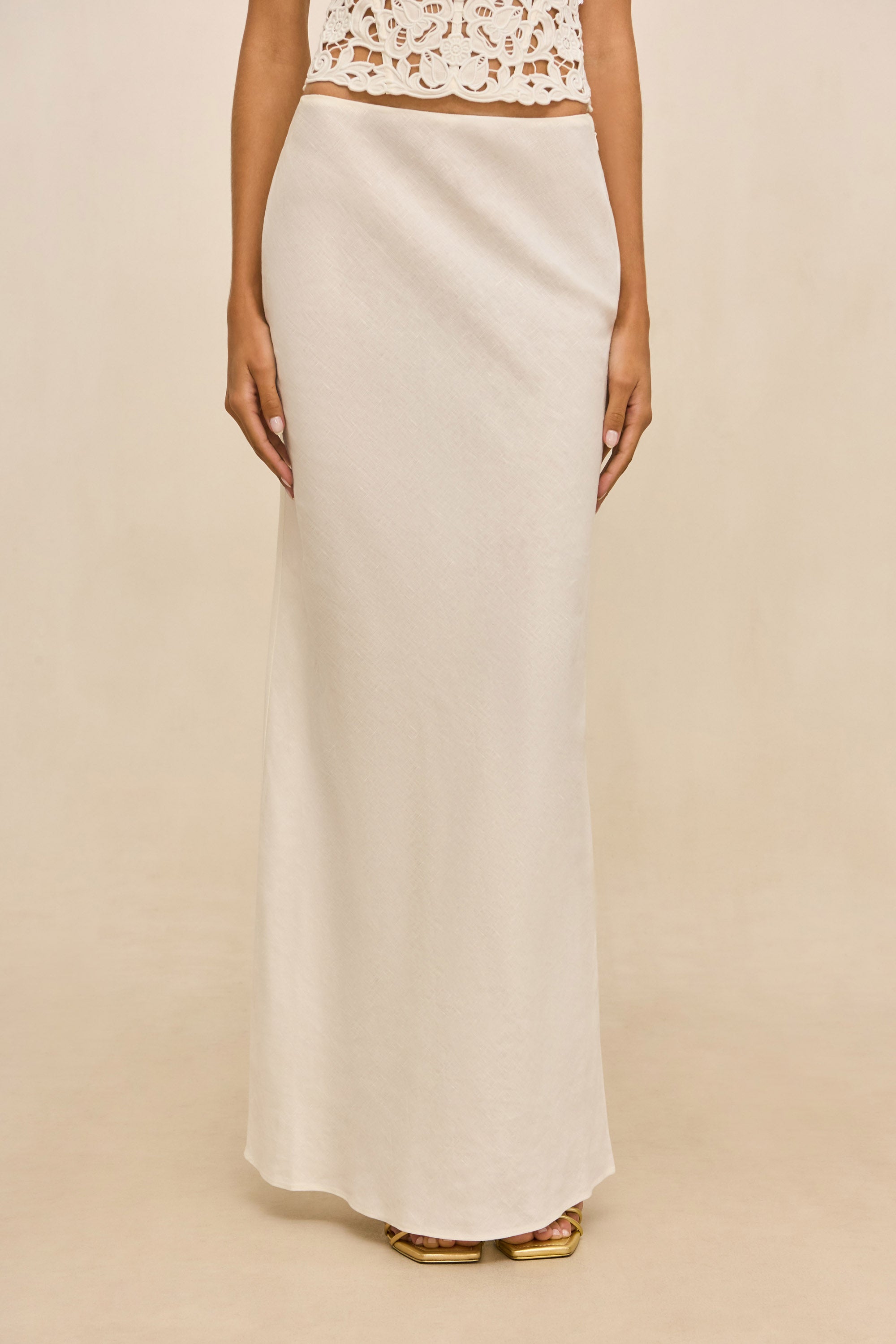 CHANTEL SKIRT - OFF WHITE LINEN