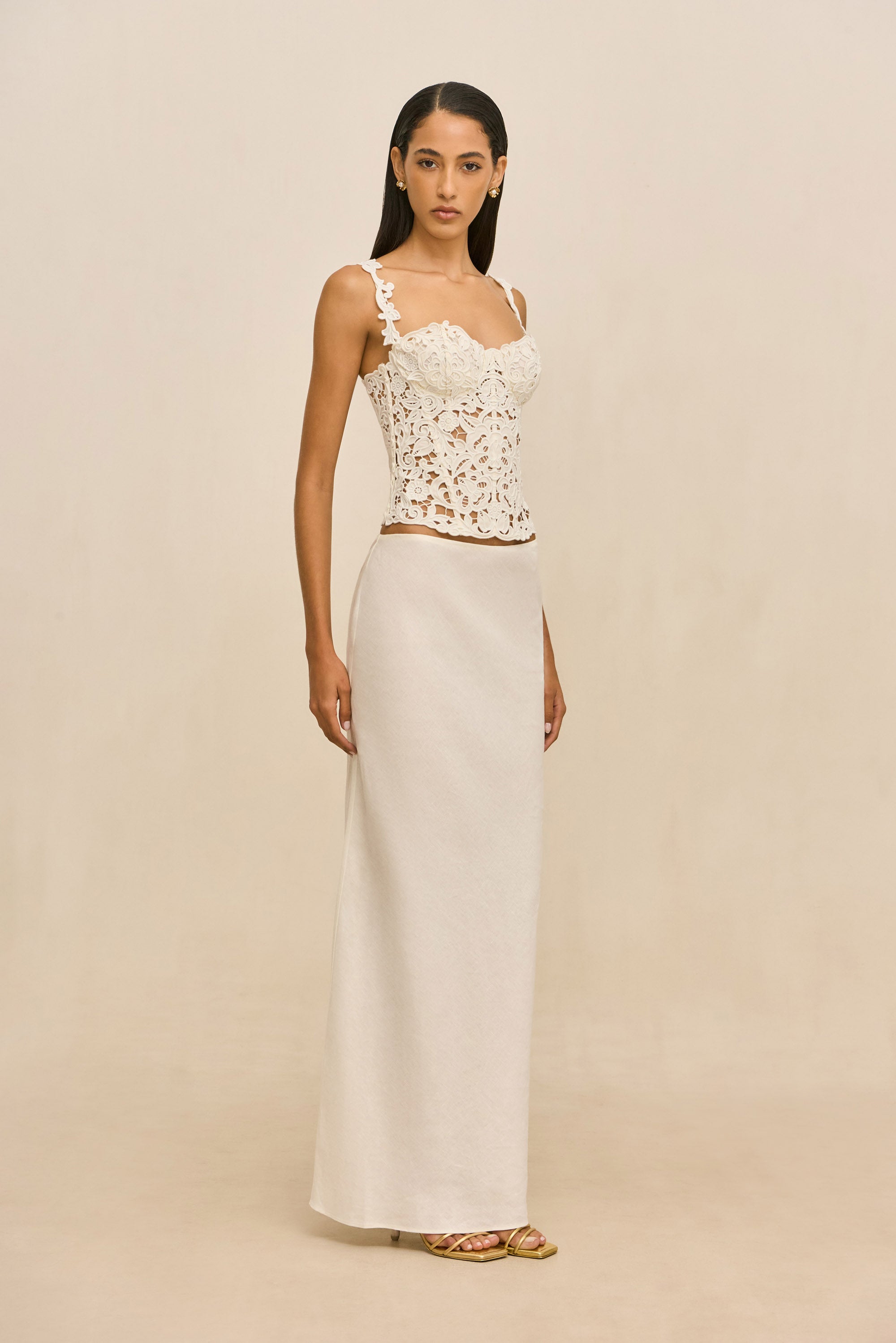CHANTEL SKIRT - OFF WHITE LINEN