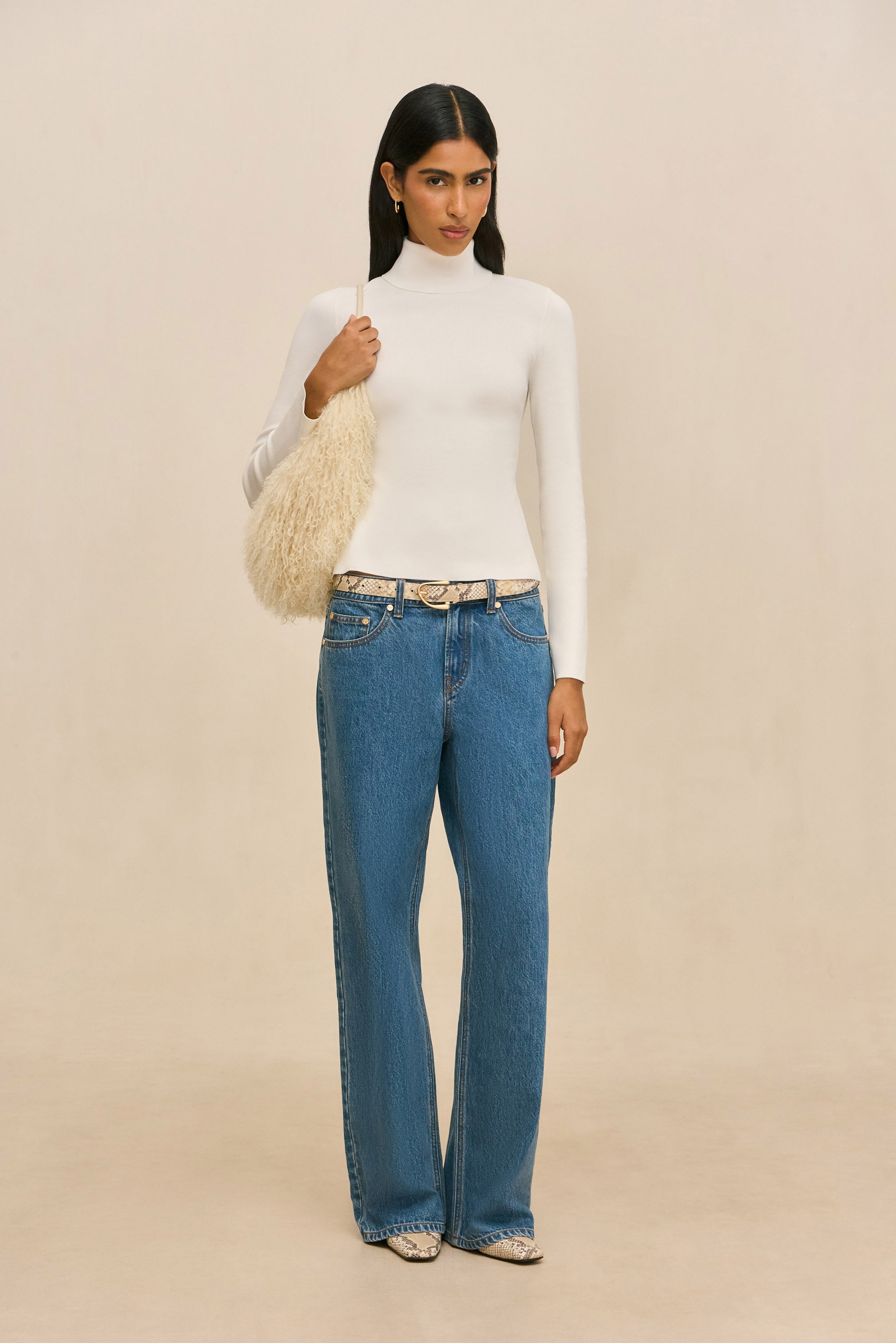 SOLAY SHOULDER BAG - NATURAL SHEARLING
