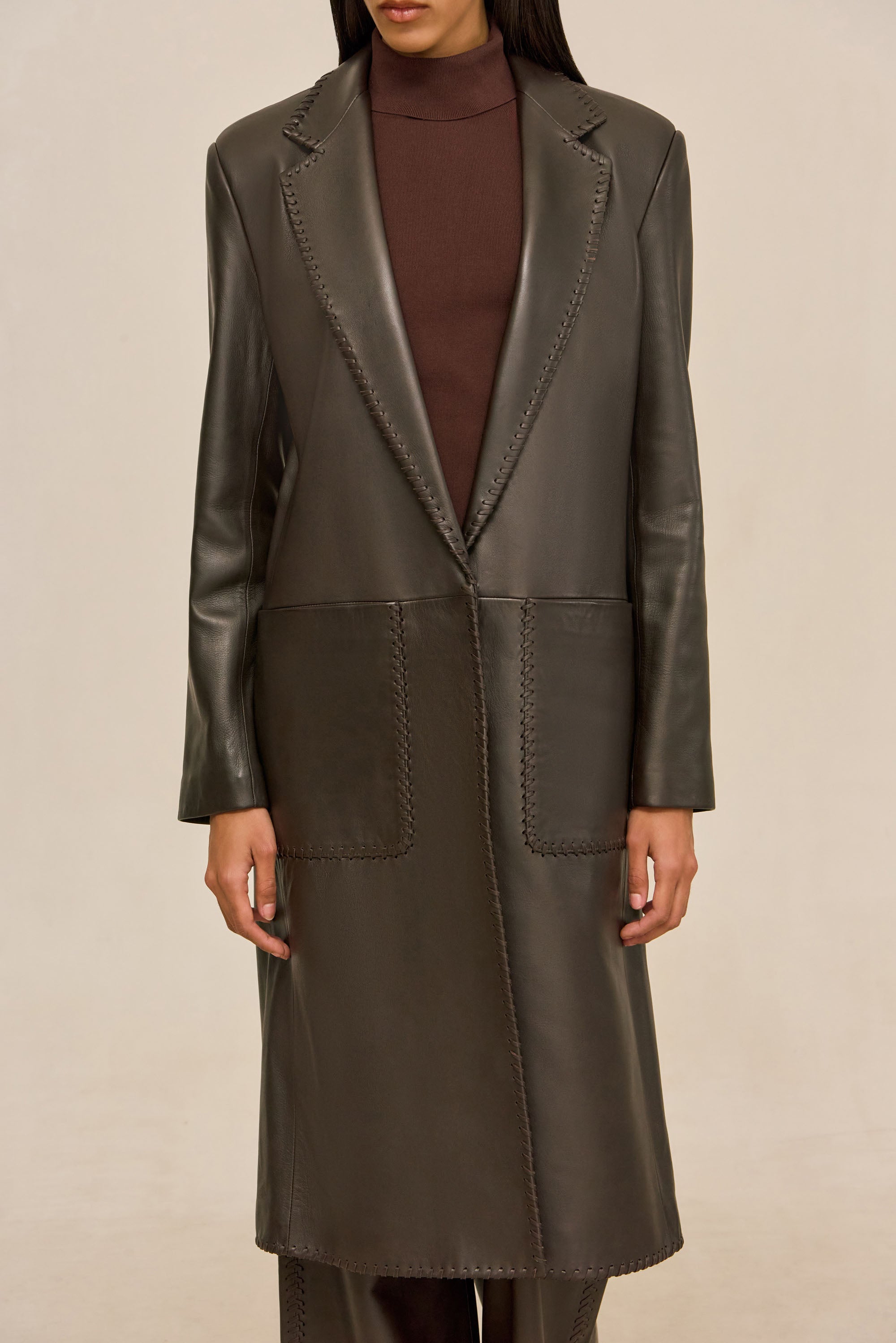 ELI LEATHER COAT - WREN
