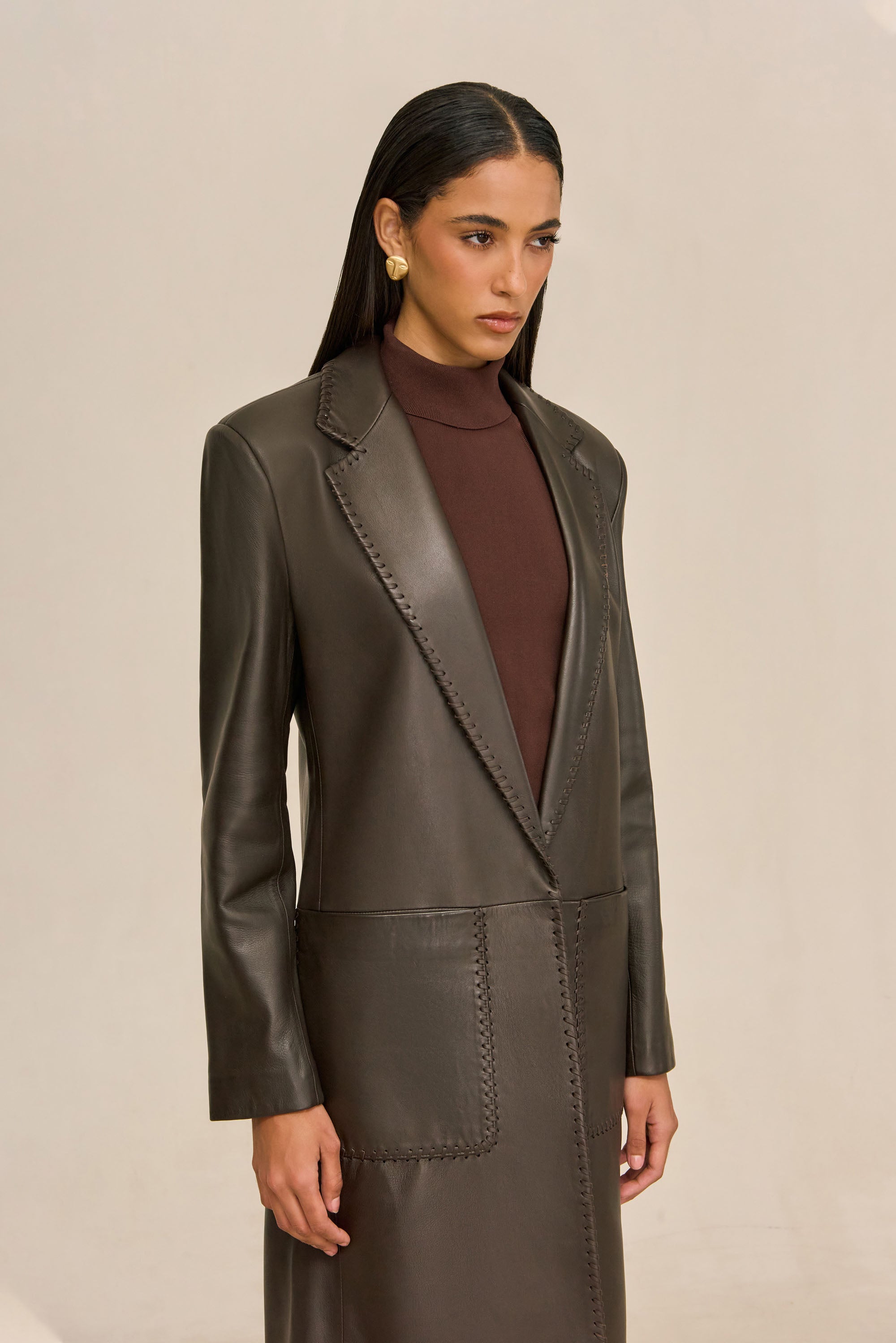 ELI LEATHER COAT - WREN
