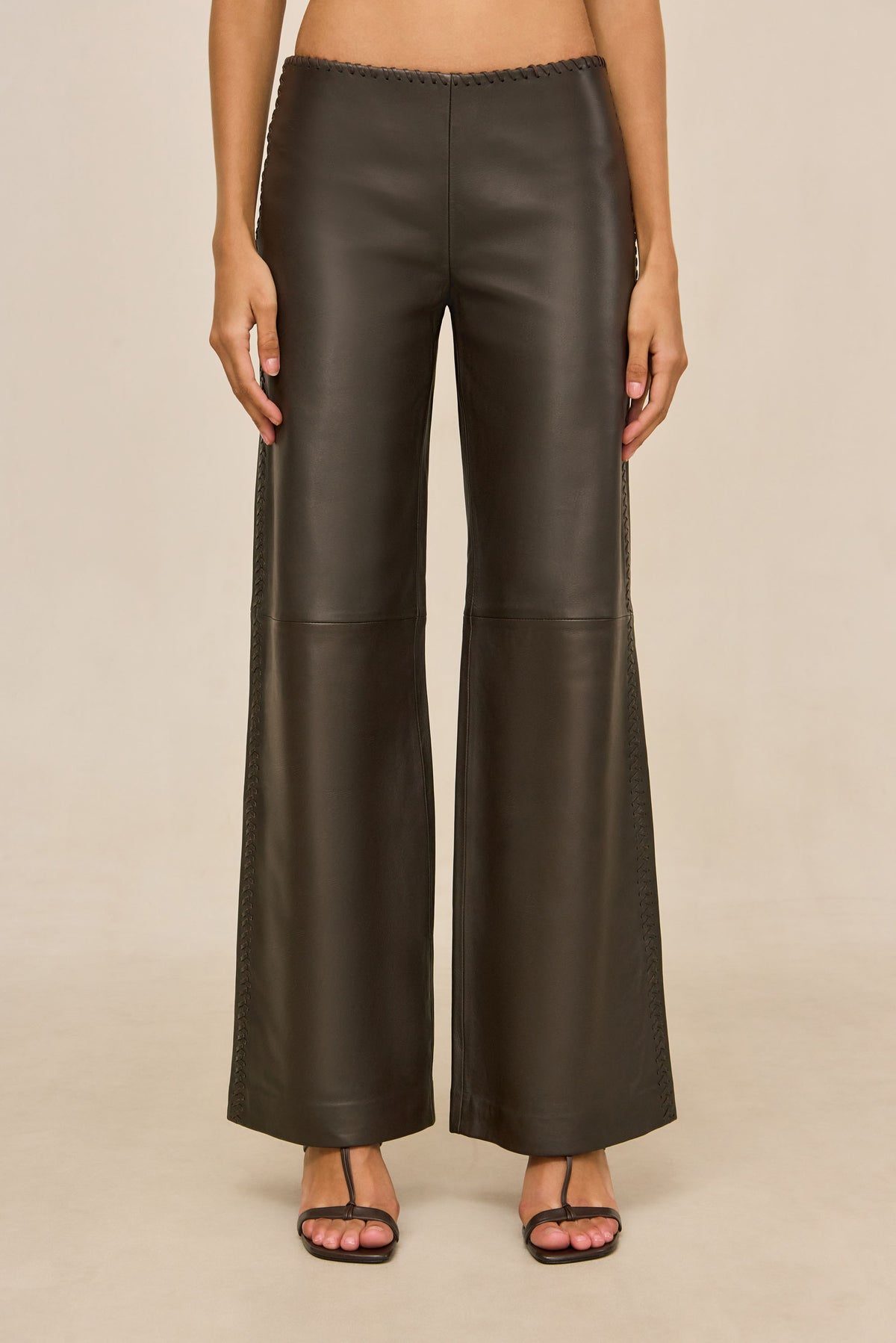 RHENEA LEATHER PANT - WREN