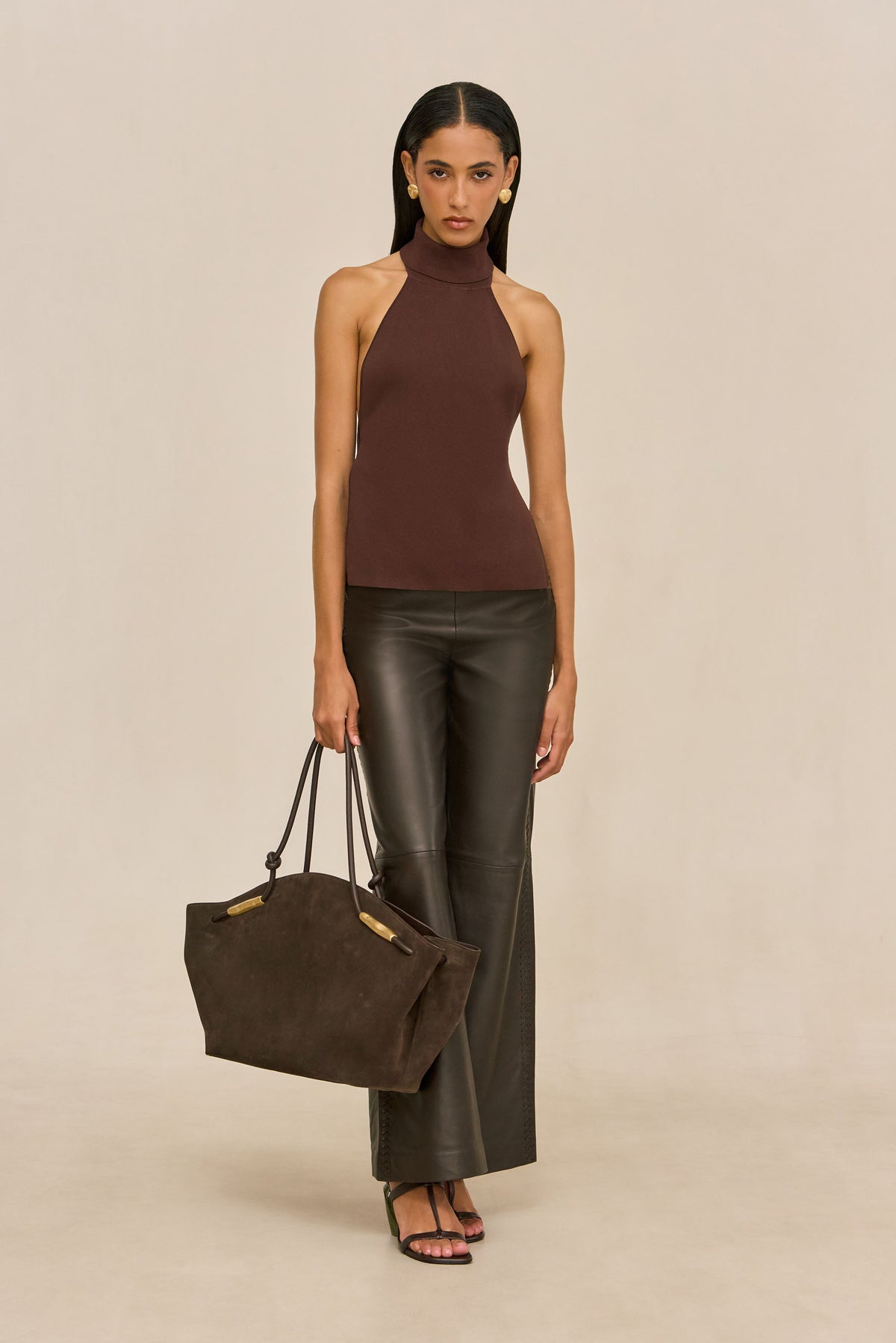 RHENEA LEATHER PANT - WREN