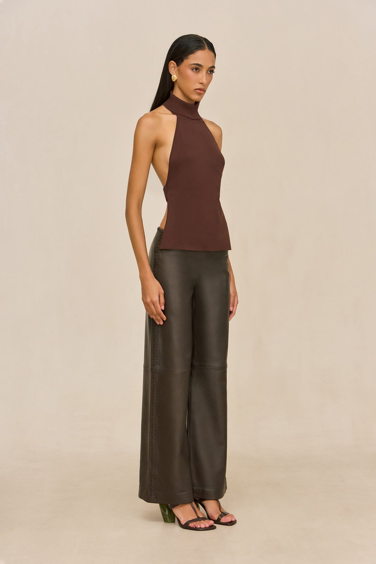 RHENEA LEATHER PANT - WREN