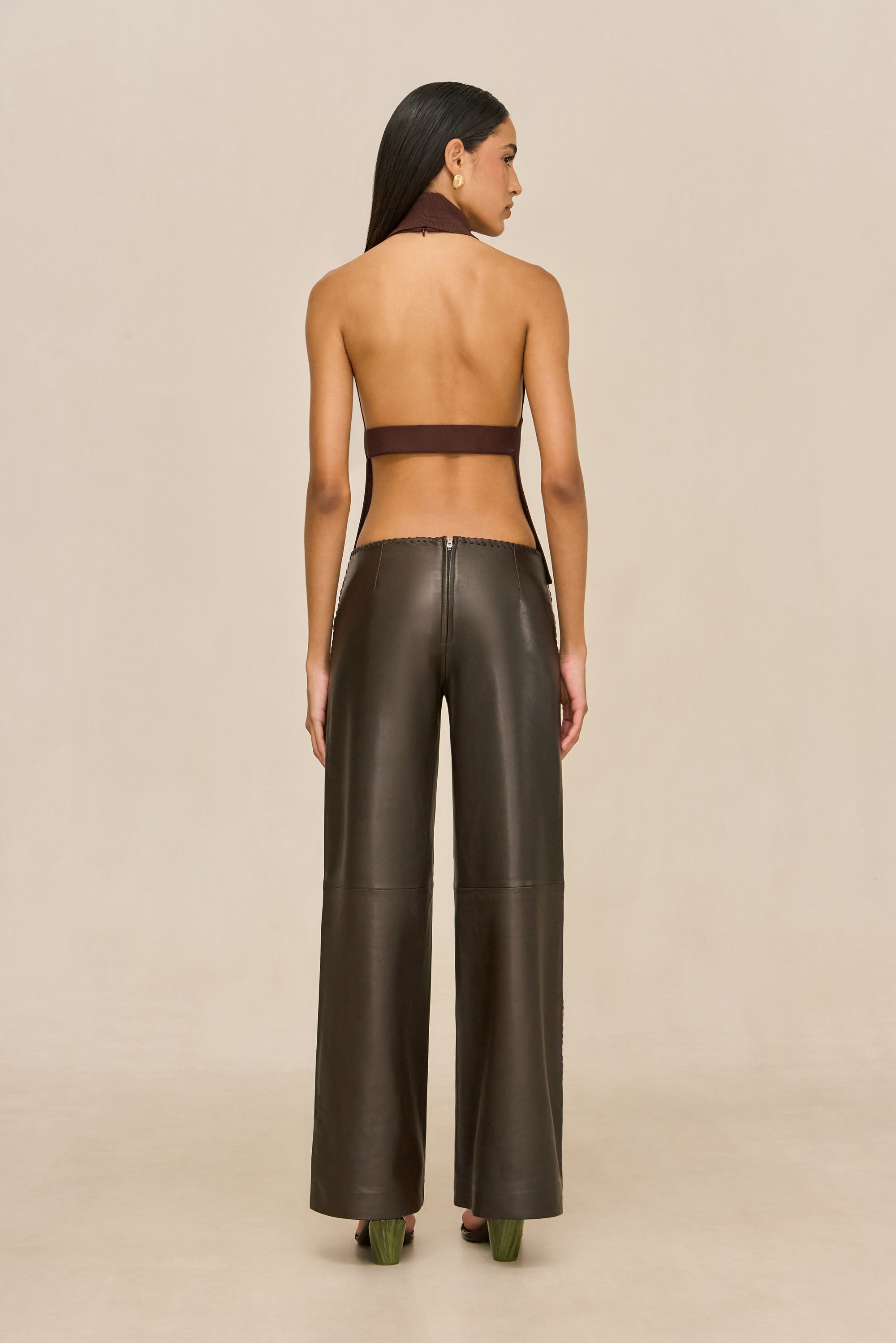 RHENEA LEATHER PANT - WREN