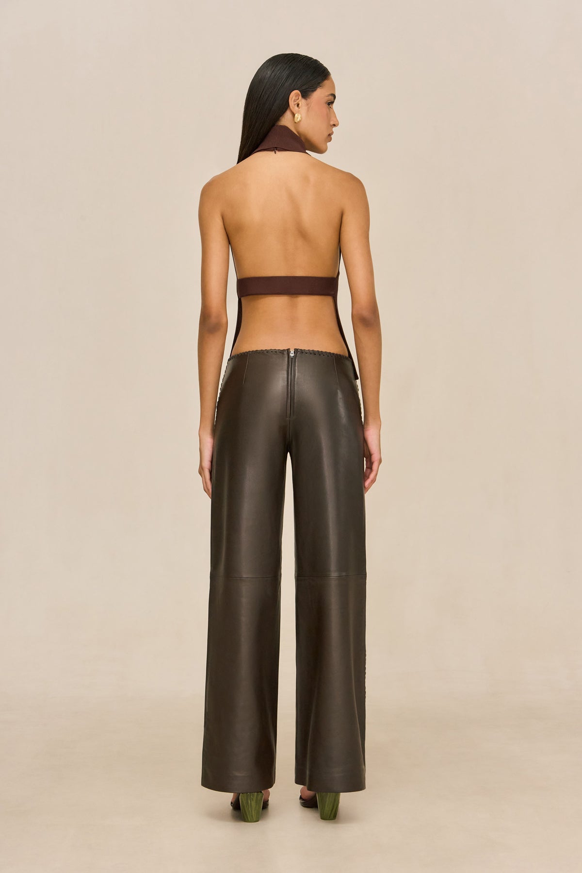 RHENEA LEATHER PANT - WREN