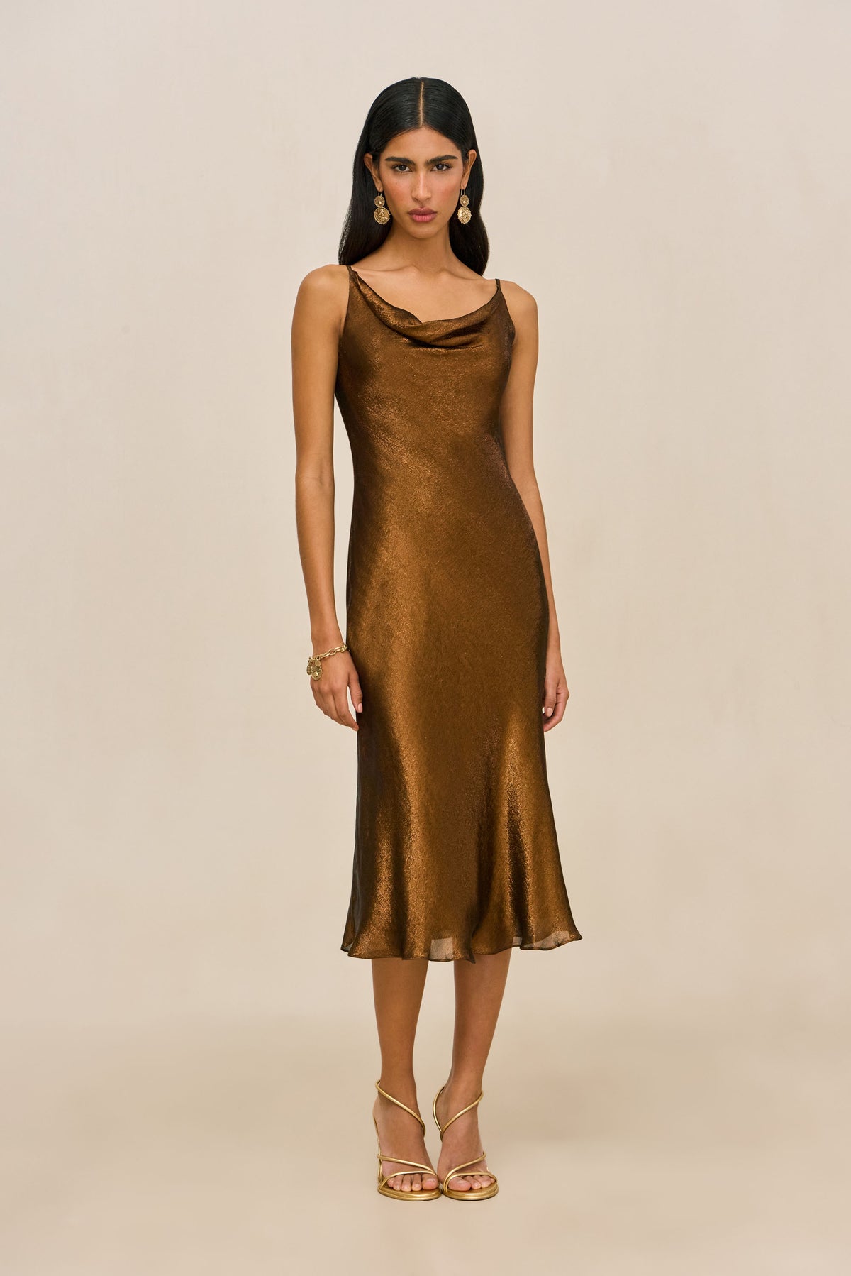 AURUM MIDI DRESS - SEPIA