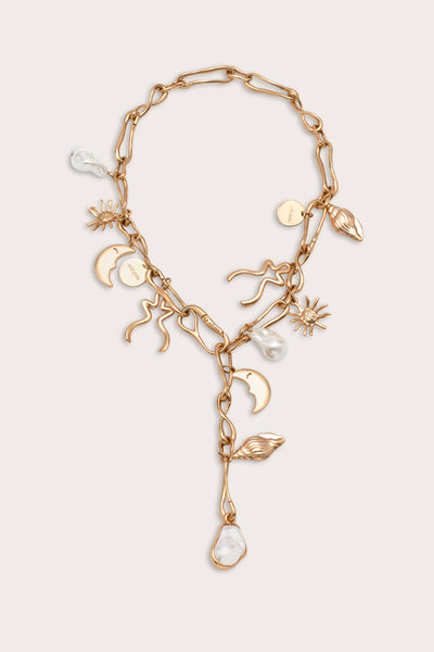 ASTRID CHARM NECKLACE - BRUSHED BRASS – CULT GAIA
