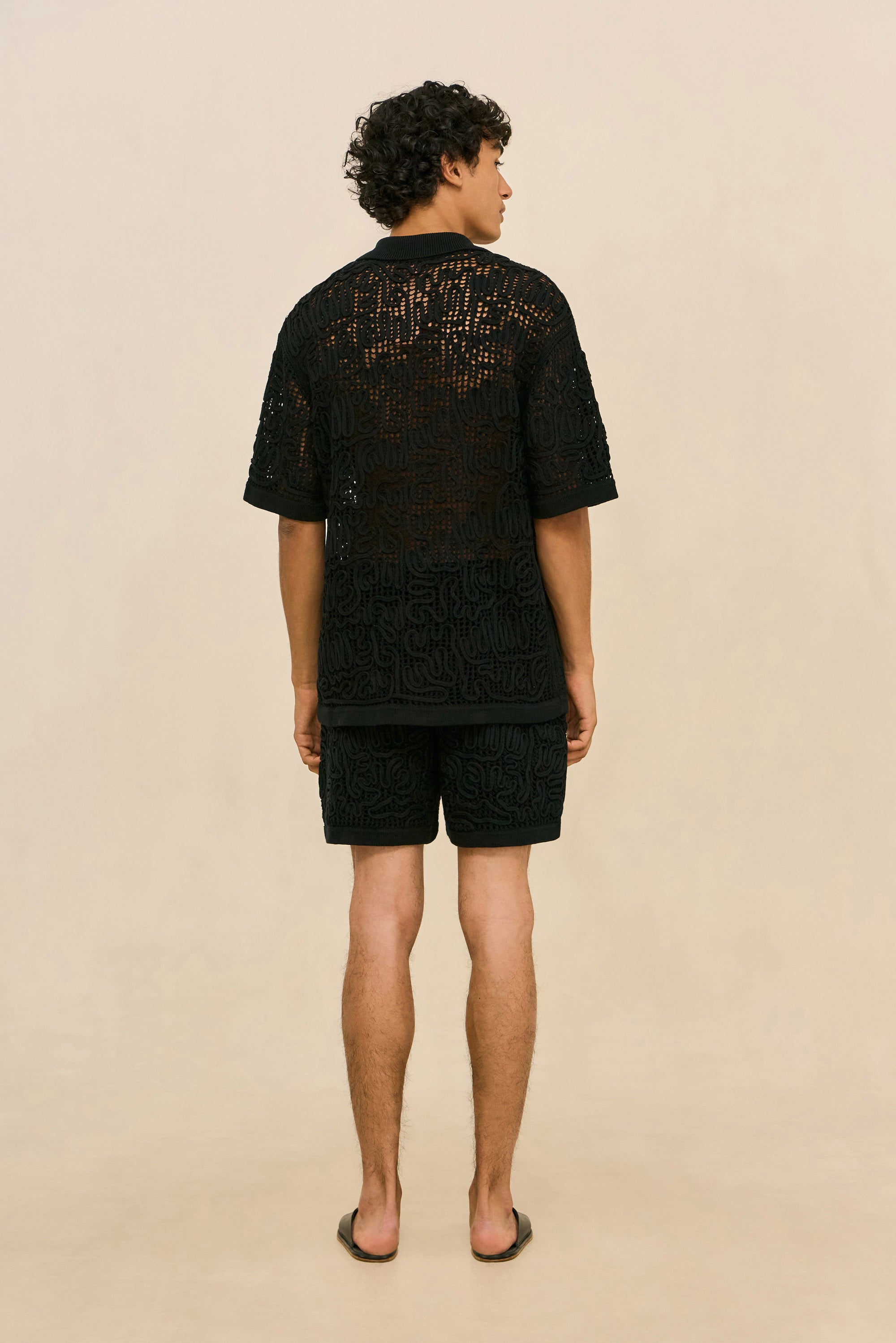 BOHOL CROCHET SHIRT - BLACK