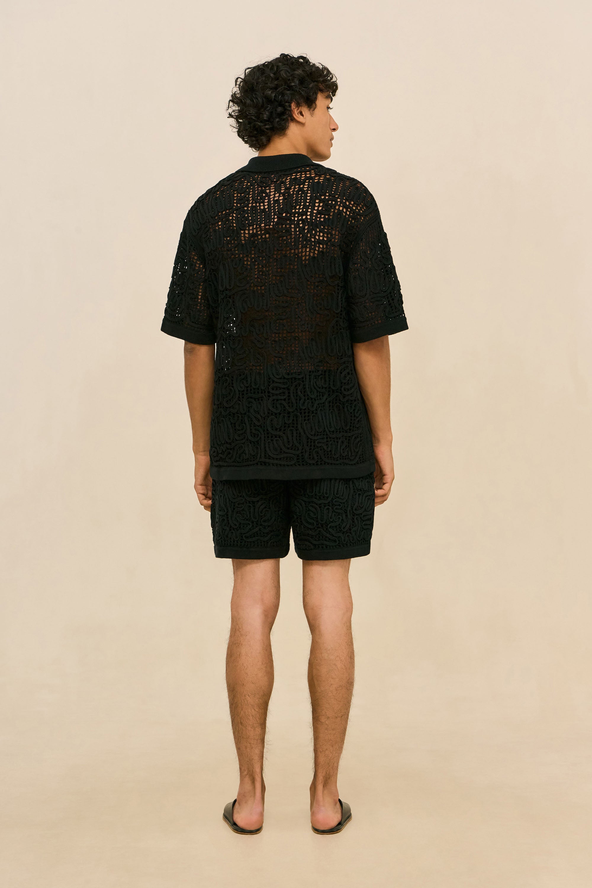 BOHOL CROCHET SHIRT - BLACK