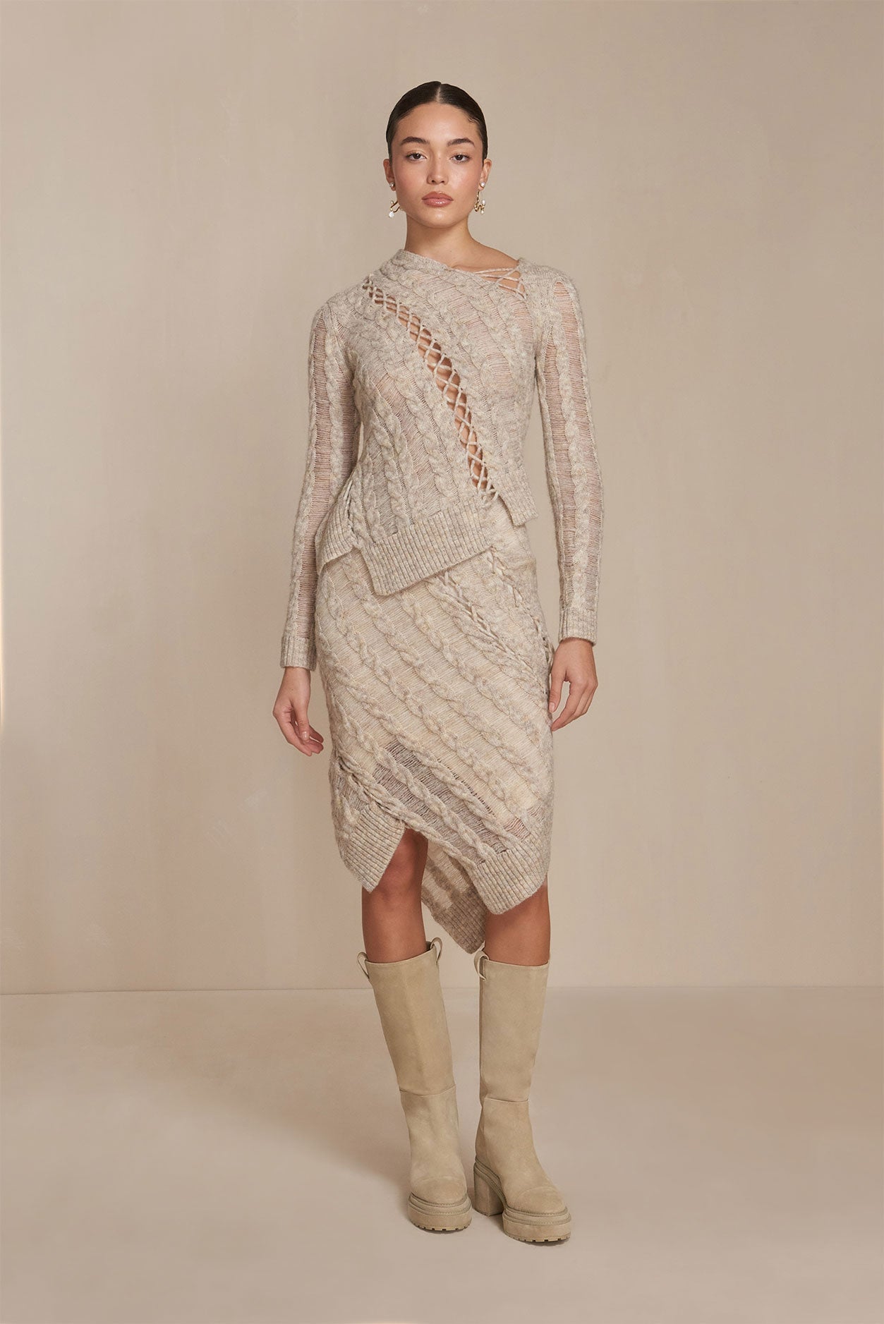 SAPHIRE KNIT SKIRT - TAWN MULTI