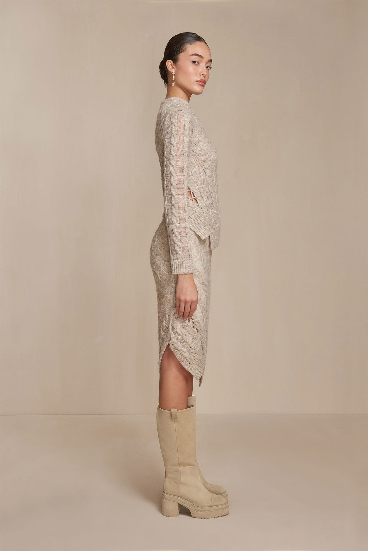 SAPHIRE KNIT SKIRT - TAWN MULTI