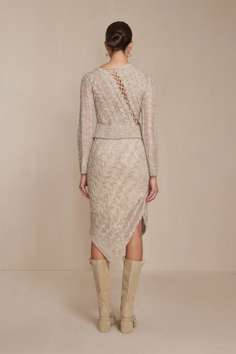 SAPHIRE KNIT SKIRT - TAWN MULTI