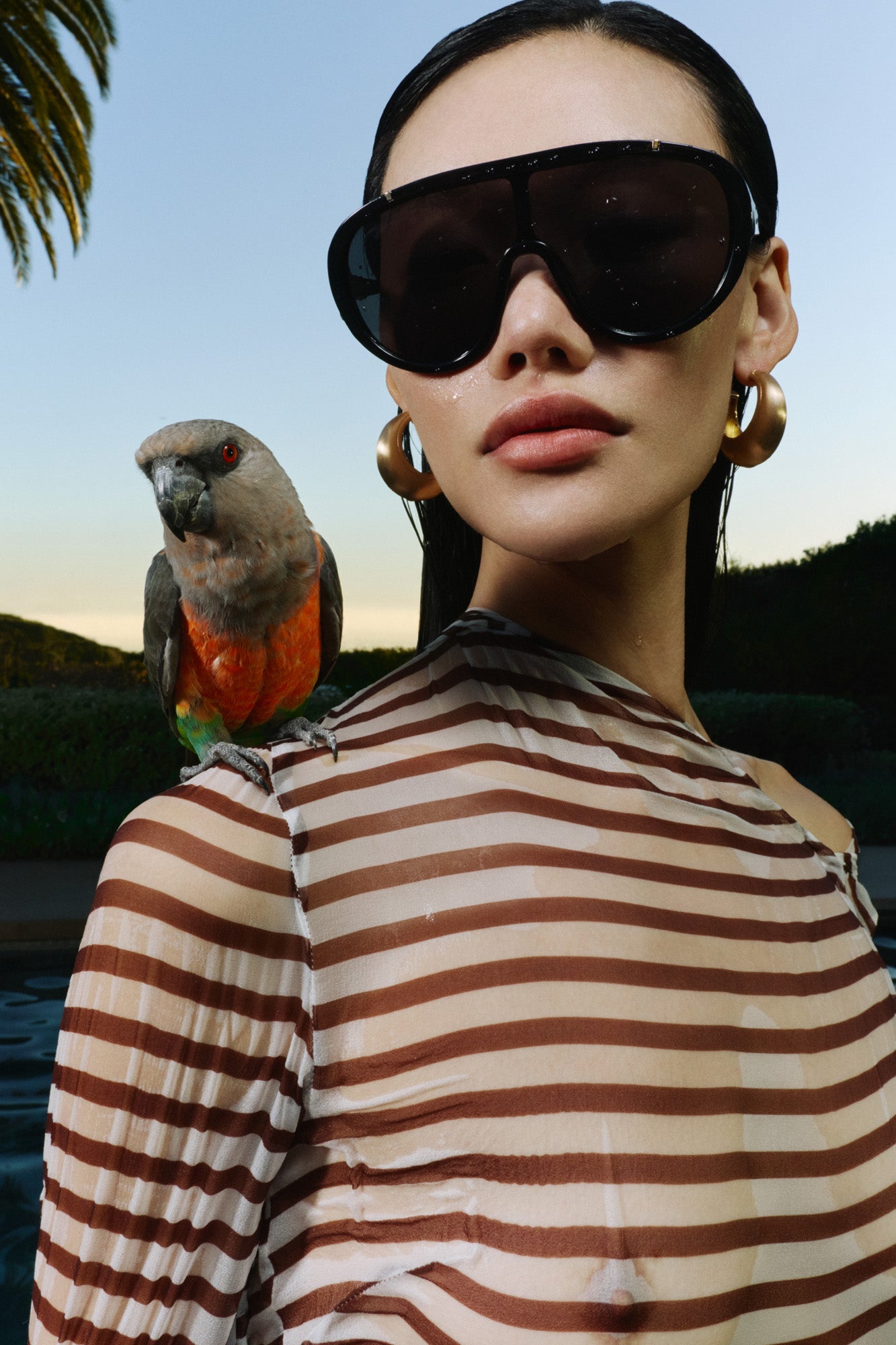 LAKELYN COVERUP JUMPSUIT - SMALL SADDLE STRIPE