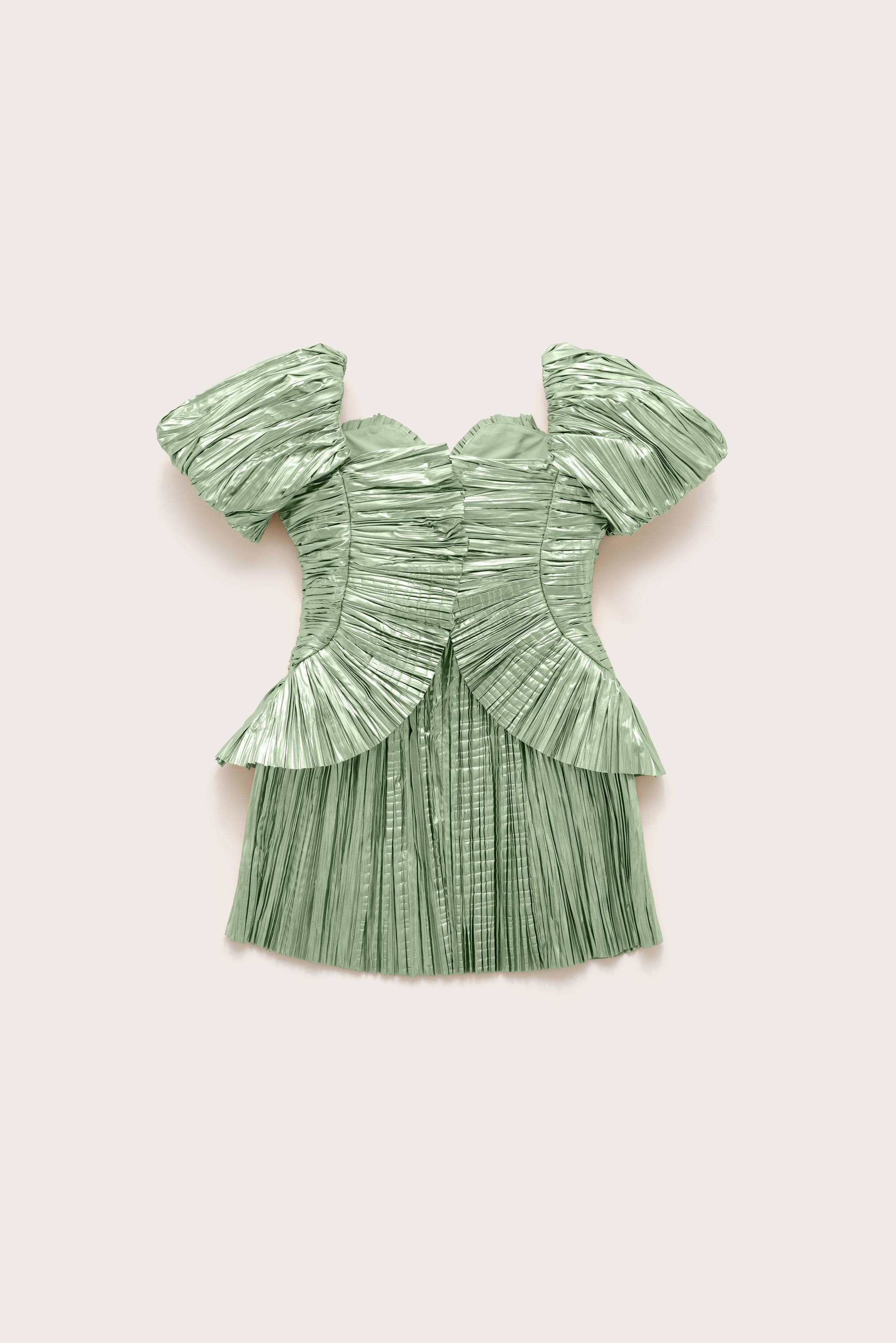 KIDS CHARLIQUE DRESS - SPEARMINT METALLIC