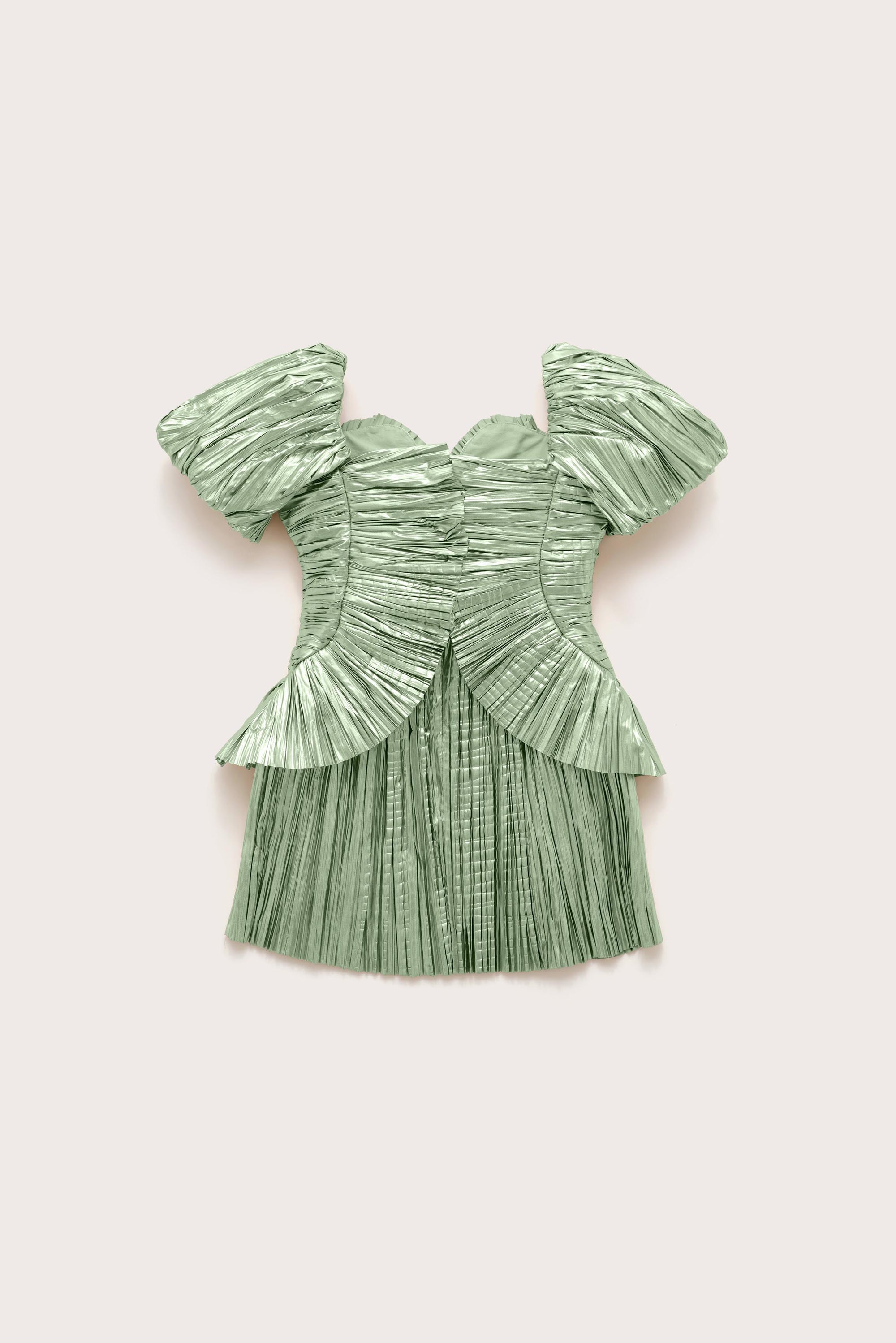 KIDS CHARLIQUE DRESS - SPEARMINT METALLIC